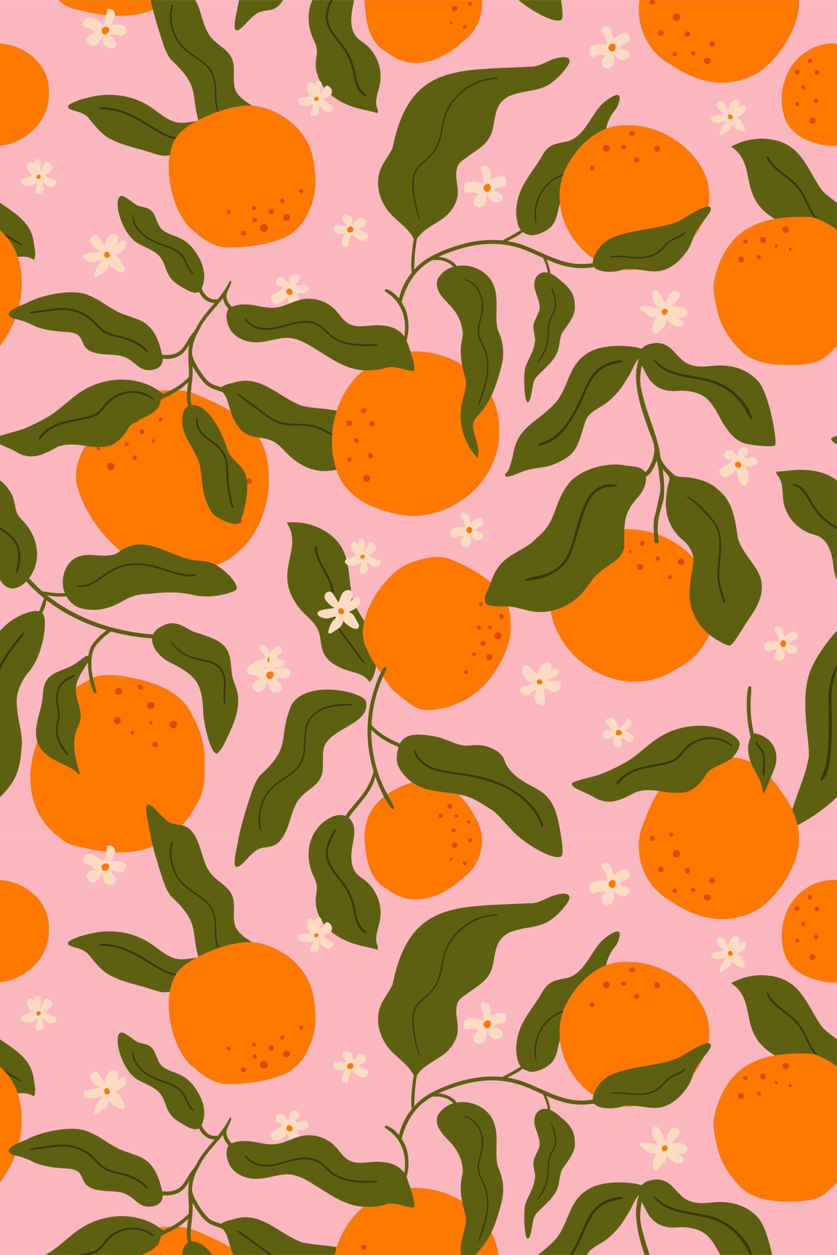 Orange seamless pattern, repeat wallpaper illustration in contemporary Matisse style.