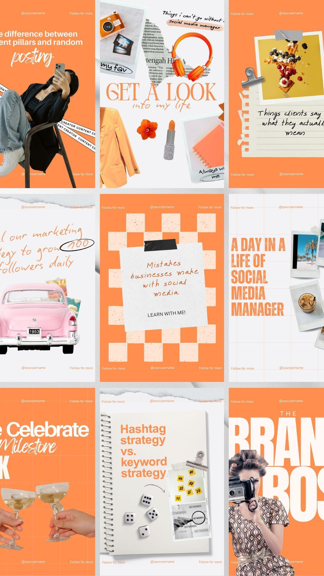 Orange Instagram Templates for Social Media Marketing