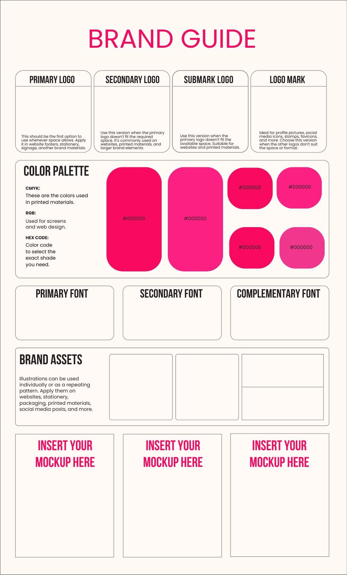 Modèle de guide de marque modifiable : toile et PDF (téléchargement numérique)
