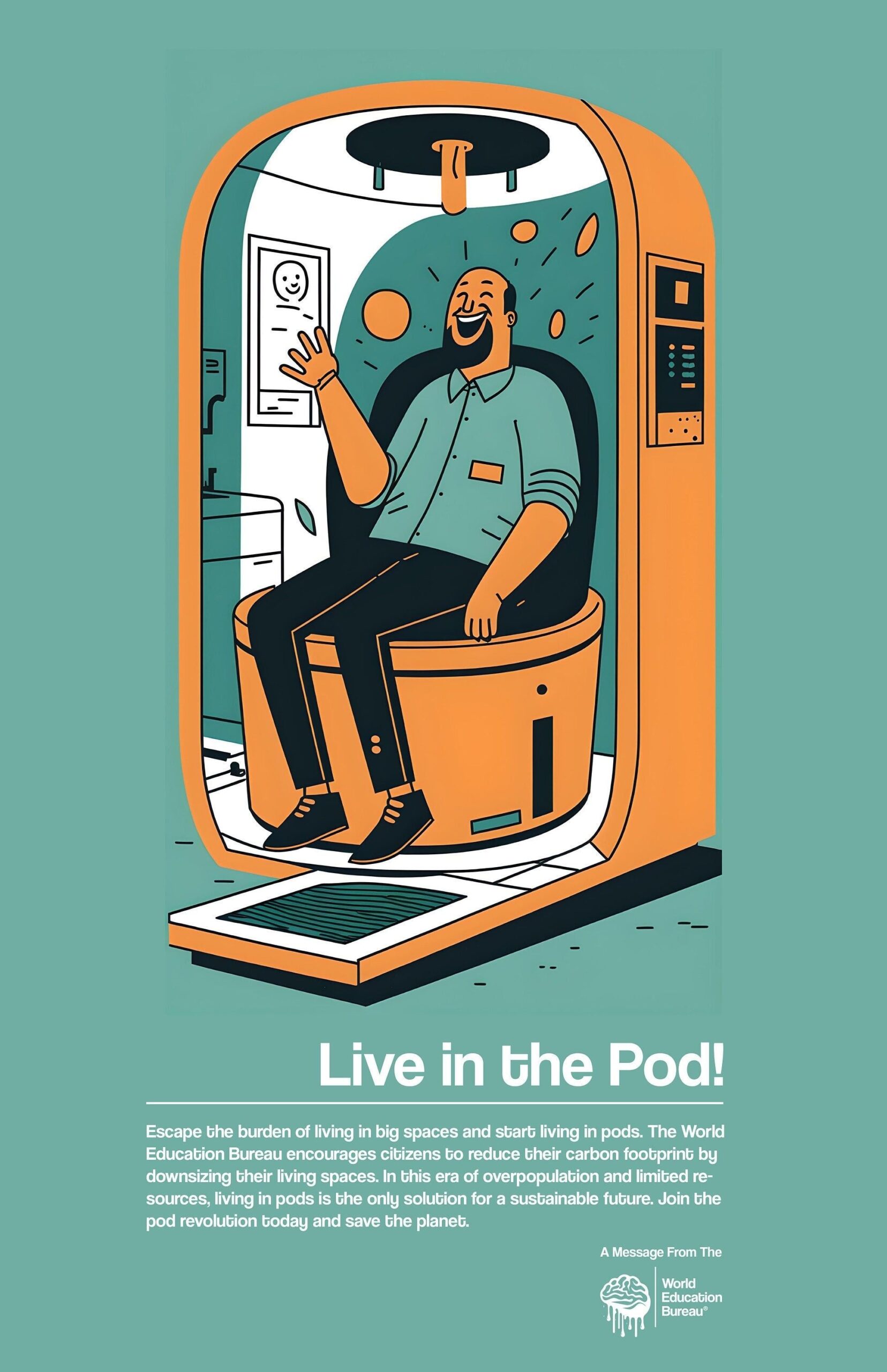 Vivez dans le pod! | Bureau mondial de l’éducation | Art moderne | Série de propagande 1