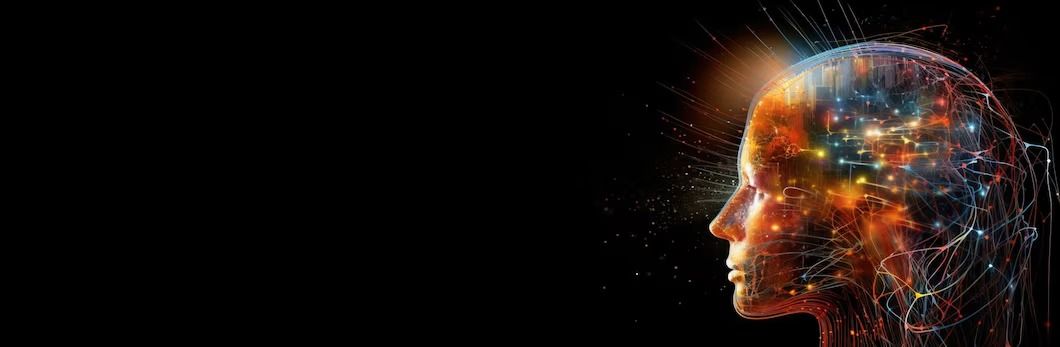 Digital technologies of future communications of artificial intelligence header banner mockup with | Premium AI-generated image