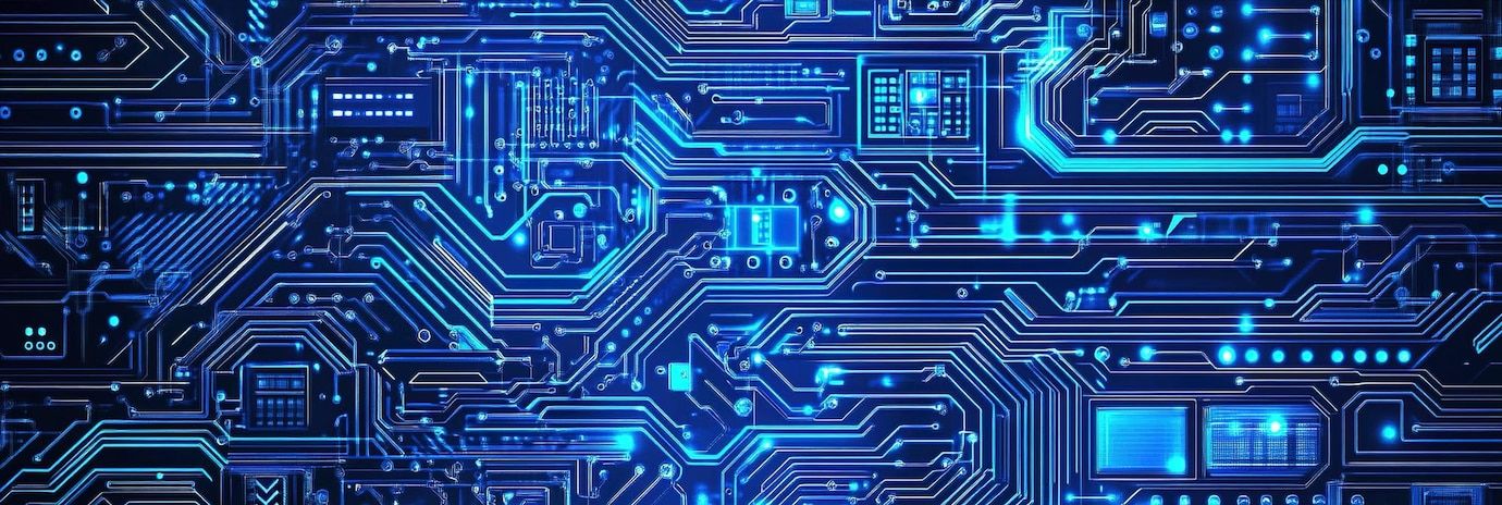 Digital blue circuit board design for modern technologythemed web banners | Premium AI-generated image