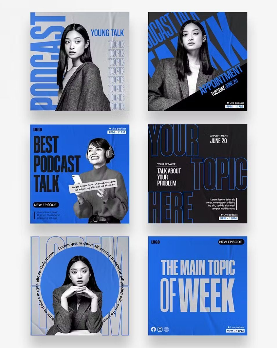 Podcast Social Media Post Templates PSD