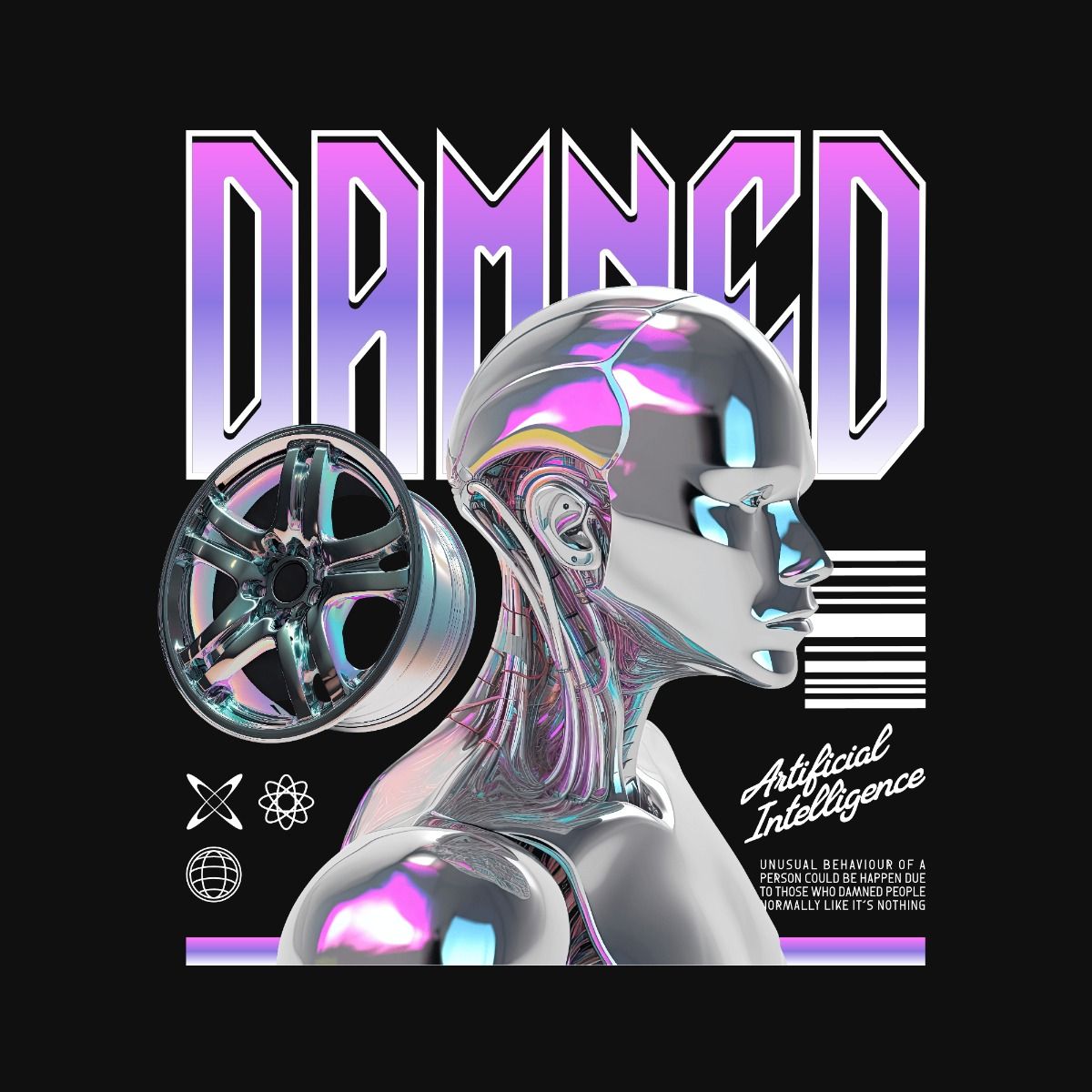 Customizable Damned Robot T-Shirt Design Template