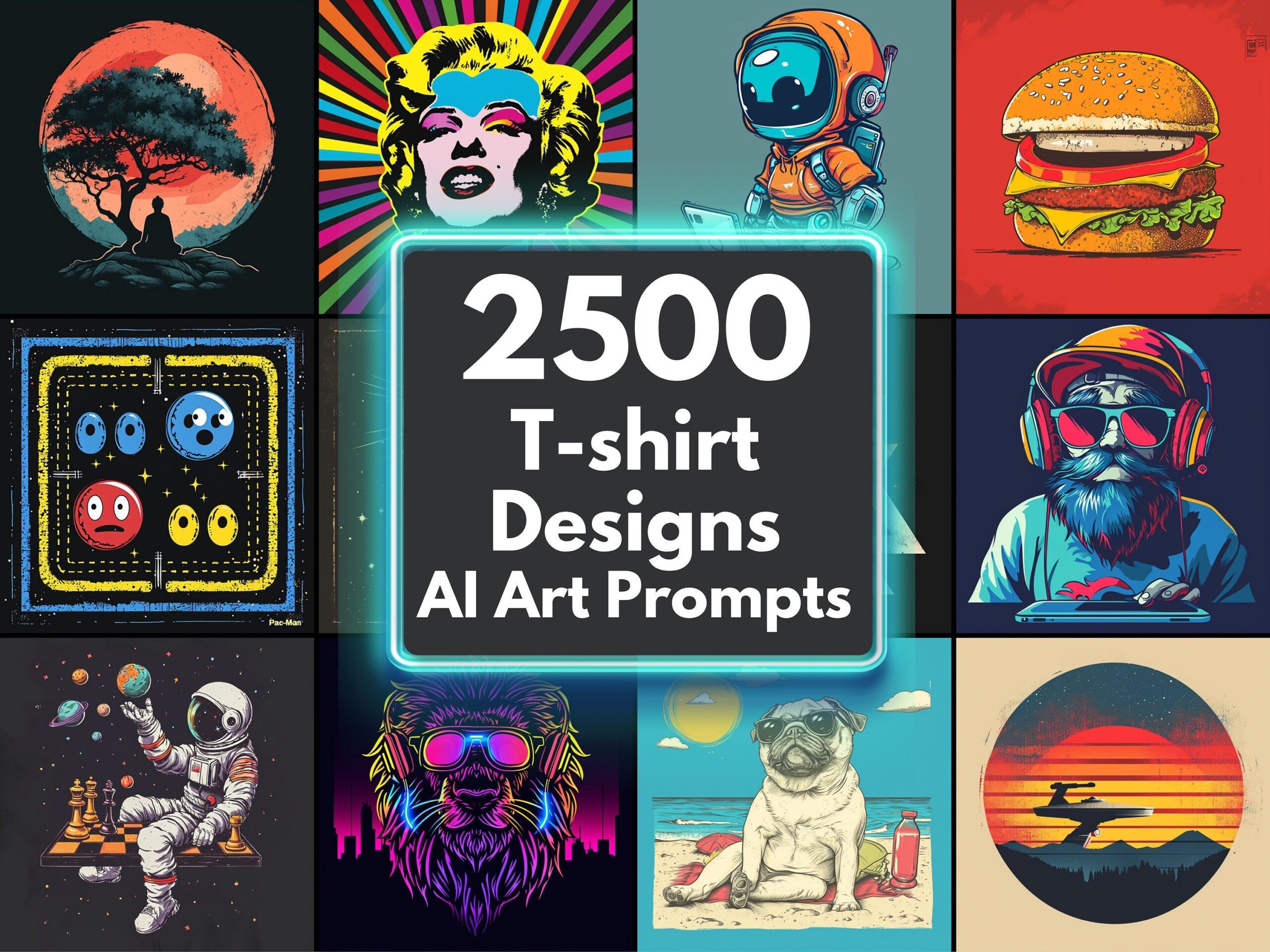 2500 T-Shirt Designs AI Art Prompts