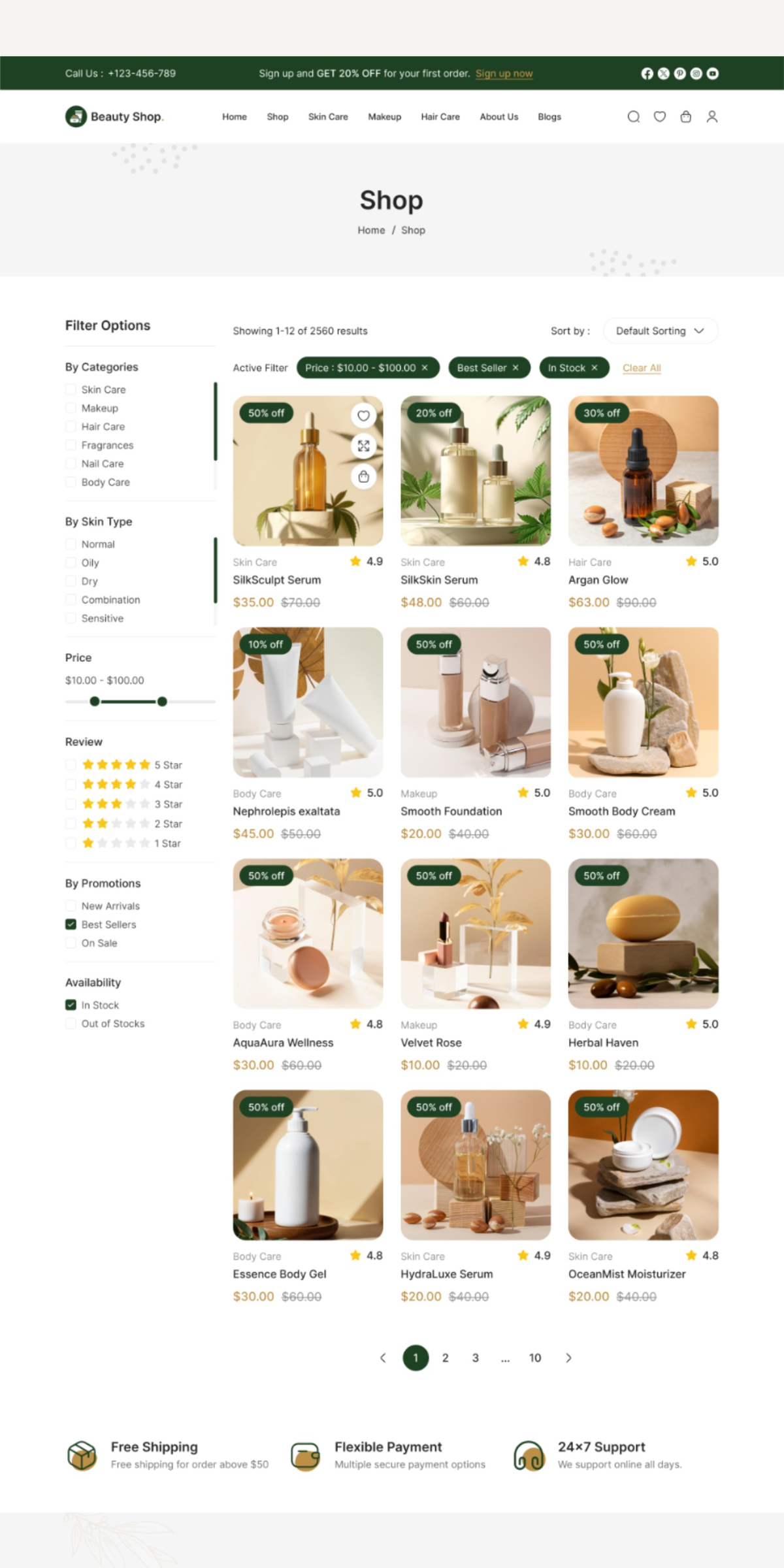 Beauty & Cosmetic E-commerce Website UI/UX Design in Figma