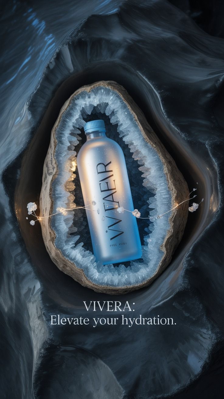 💎 Luxury AI Water Bottle Visual in Crystal Geode
