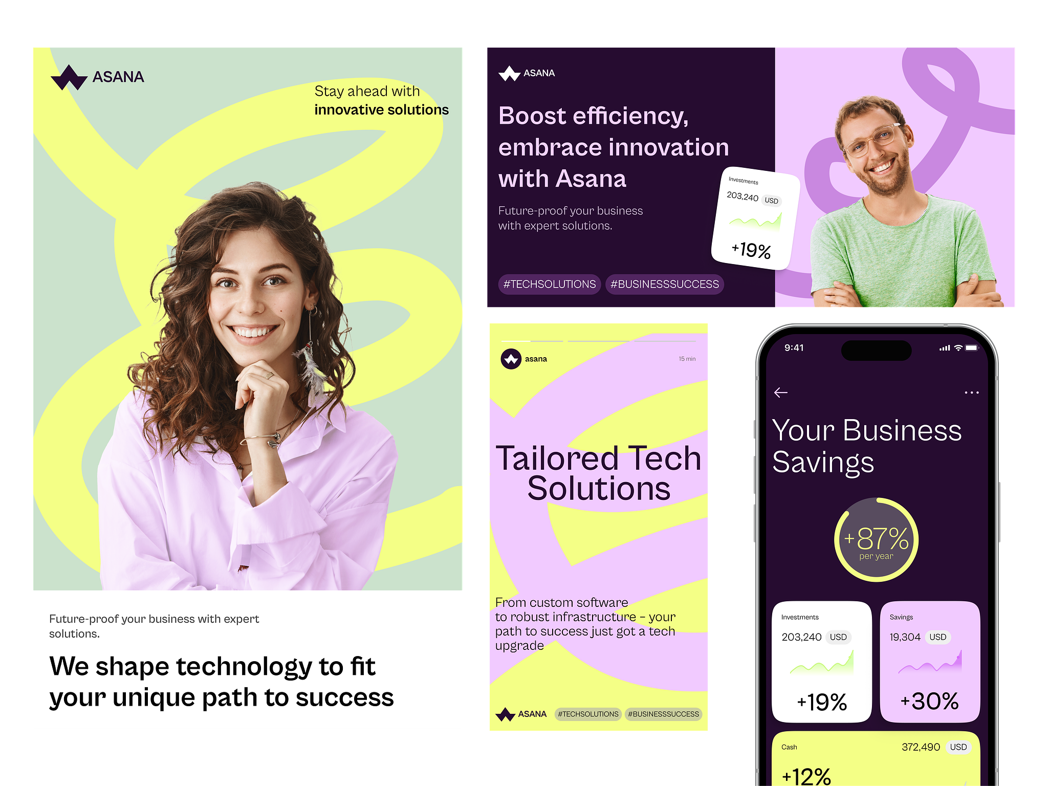 Tech solutions company branding & IOS App: stories, banner, AD