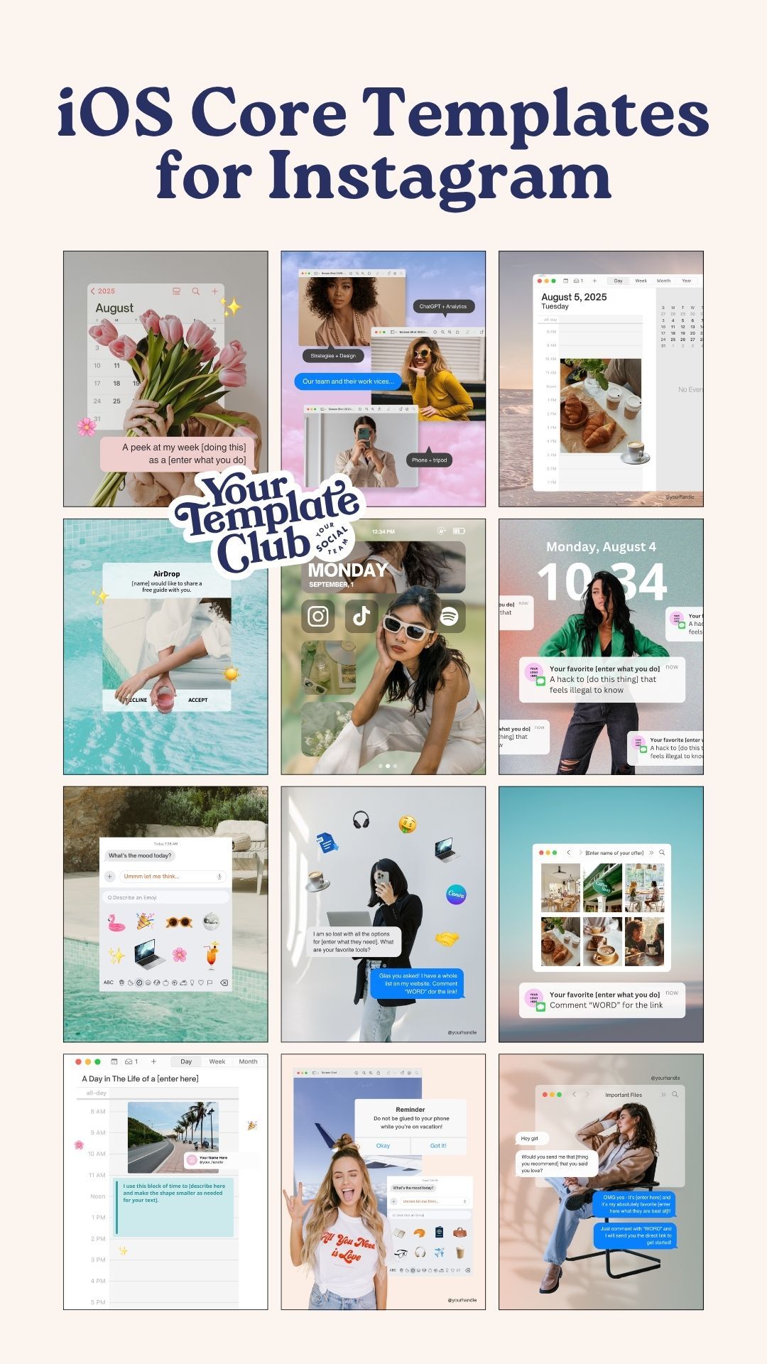 Instagram Feed Templates with iPhone & Icon Designs