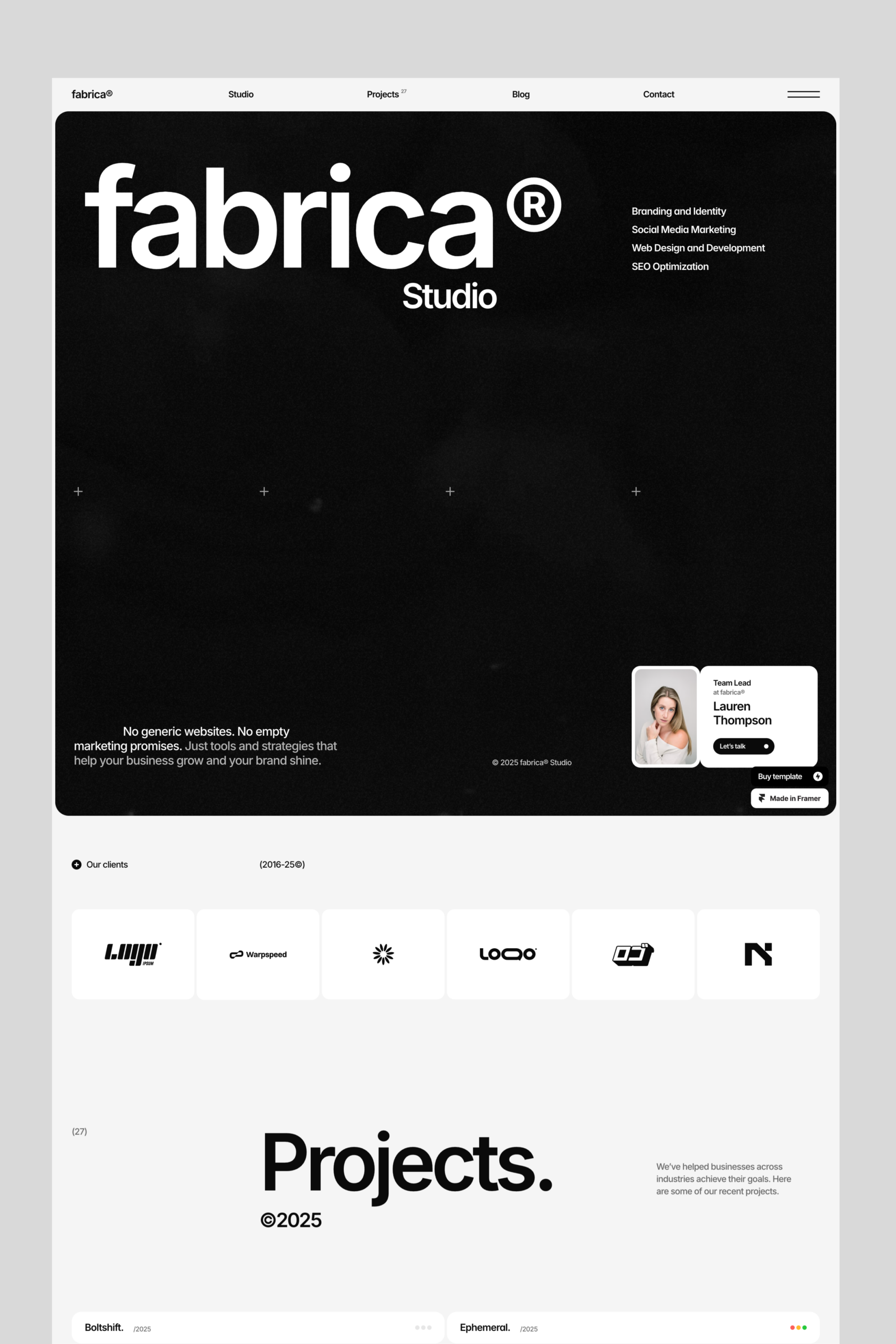 Fabrica — A refined studio website template