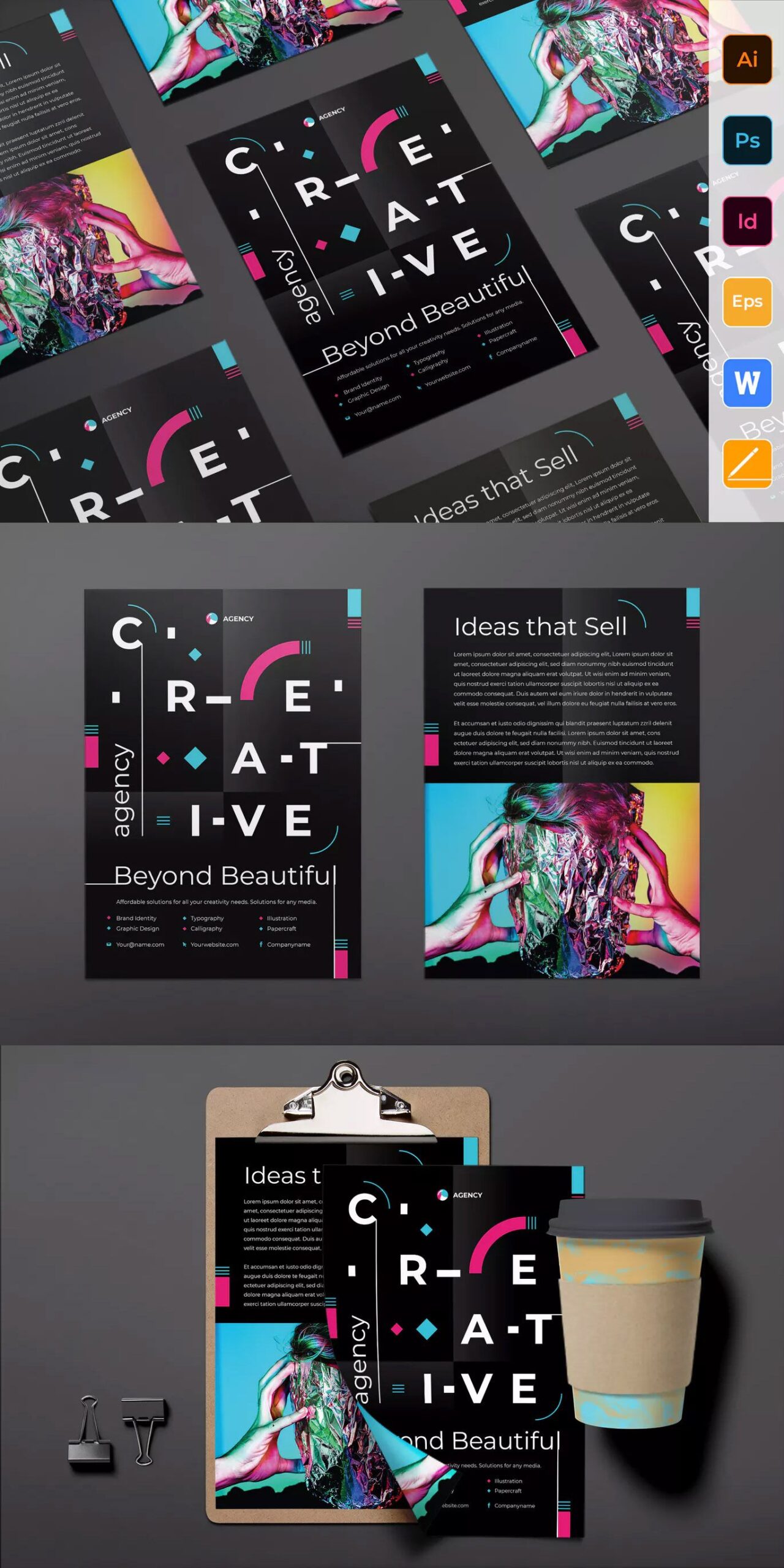 Creative Agency Flyer Template AI, EPS, INDD, PSD