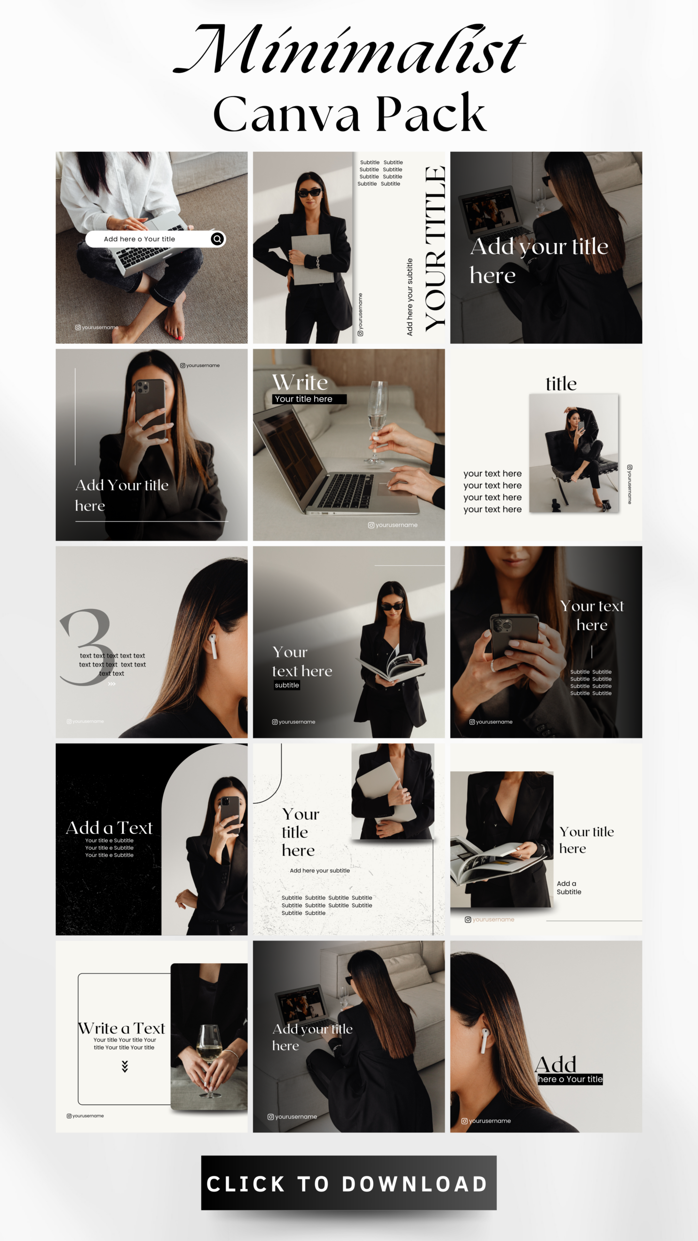 Chic Minimalist Canva Template Pack | Professional & Modern Social Media Design