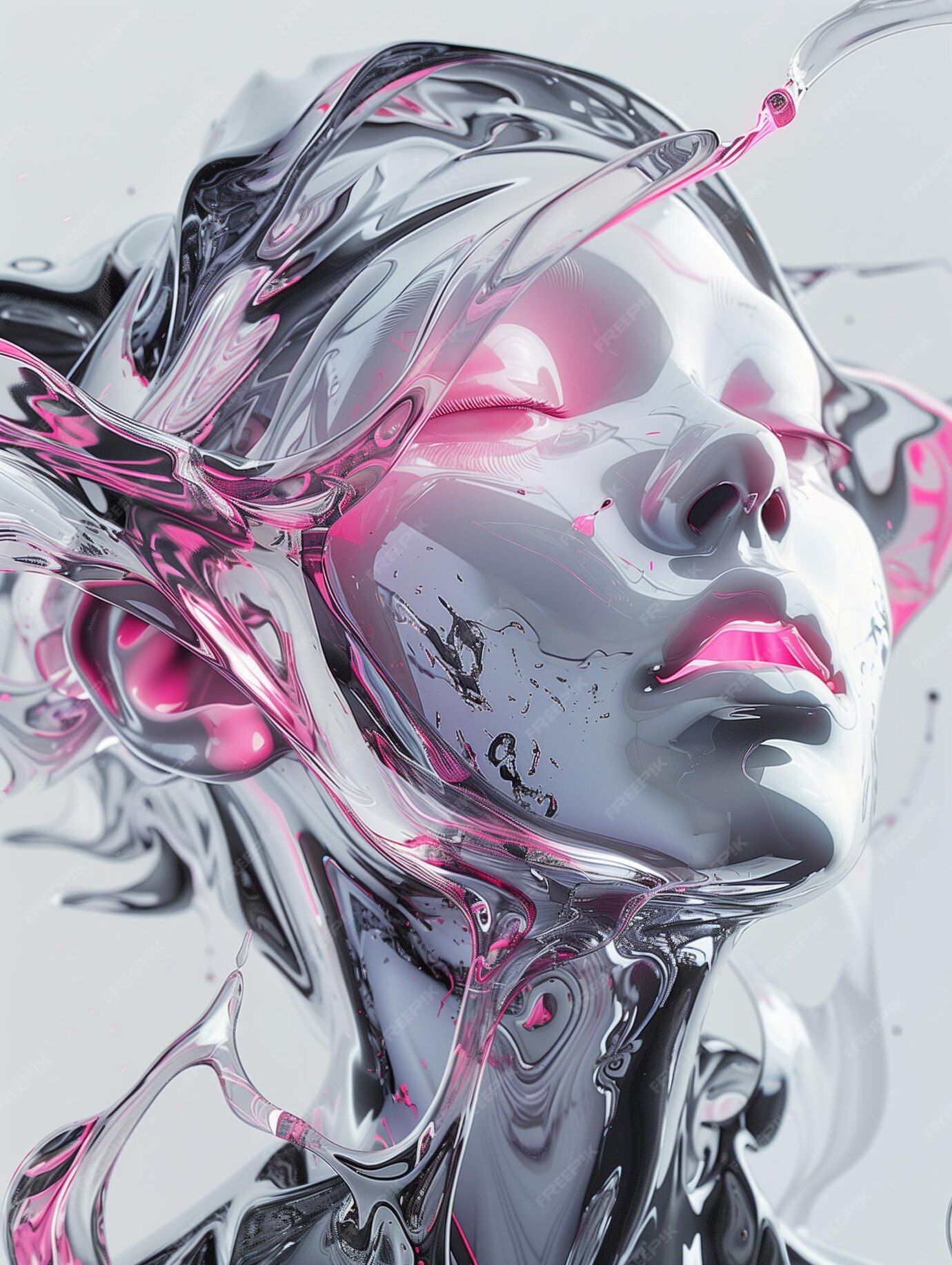 Digital portrait psychedelic woman | Premium AI-generated image