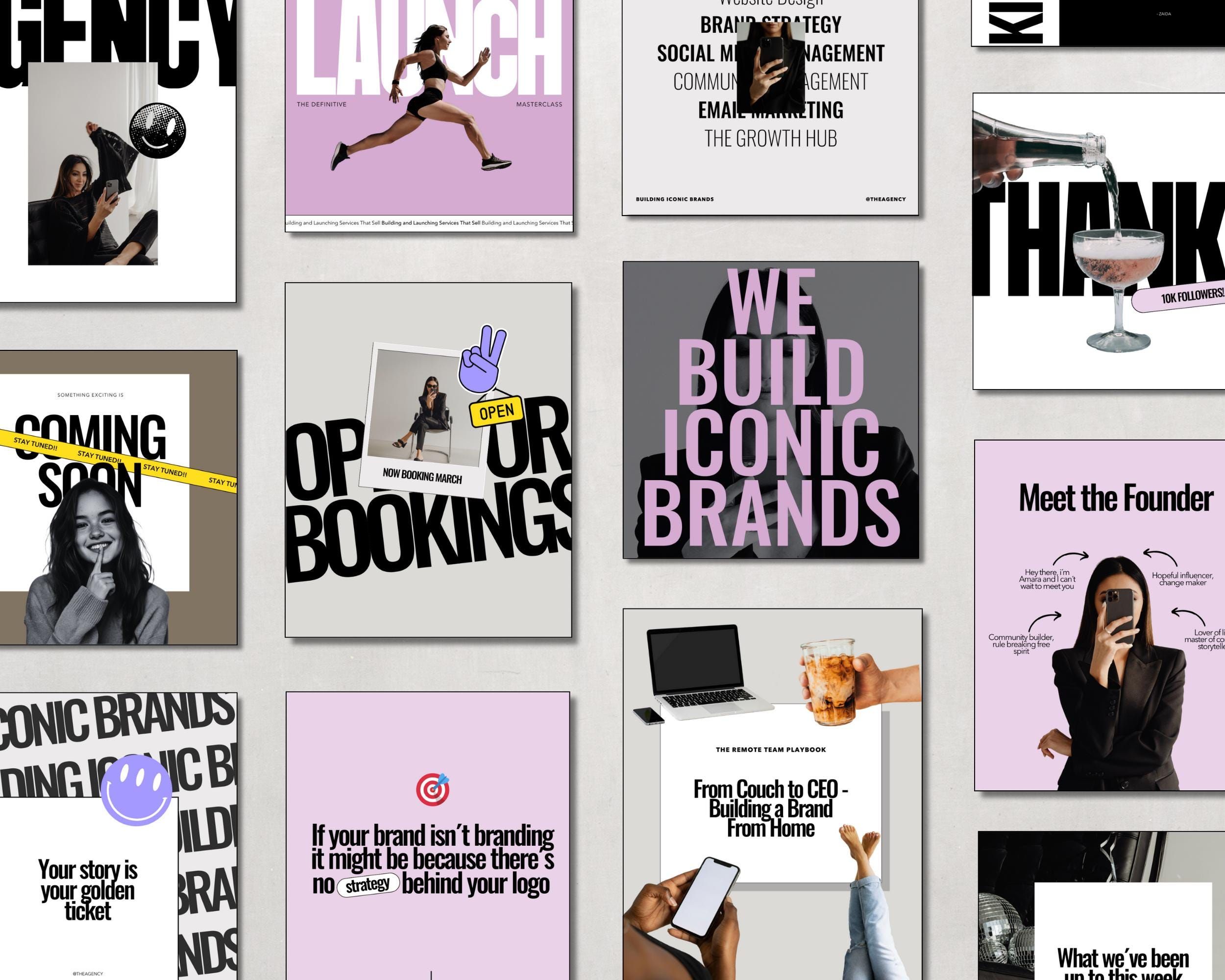 Modèles Instagram Modèles d’agence de marketing sur les réseaux sociaux Modèles de fournisseur de services Canva Publications Instagram Agence de couvertures de produits phares VA