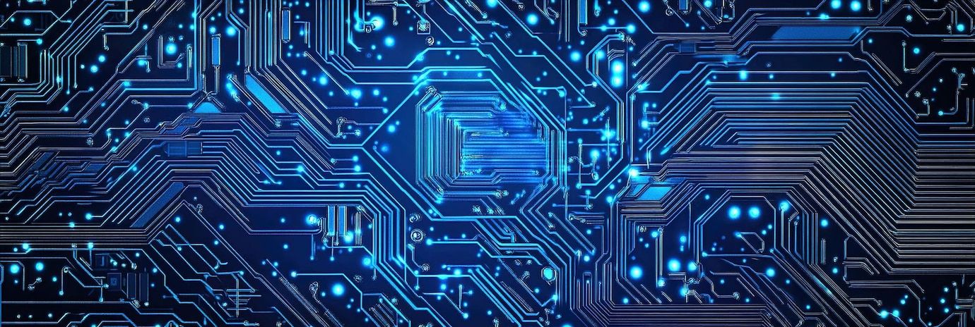 Digital blue circuit board design for modern technologythemed web banners | Premium AI-generated image