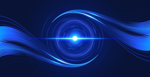 Digital circle background vector with flowing wave | Premium AI-generated vector