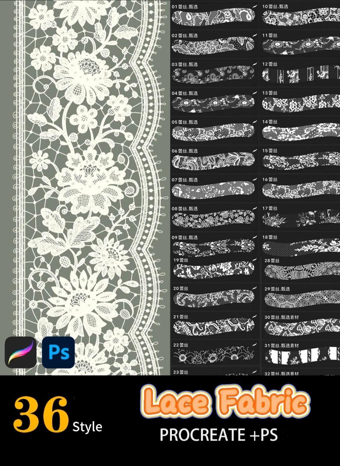 digital painting procreate brushes free | Lace Fabric Procreate Photoshop Brushes Set – 36 Fash