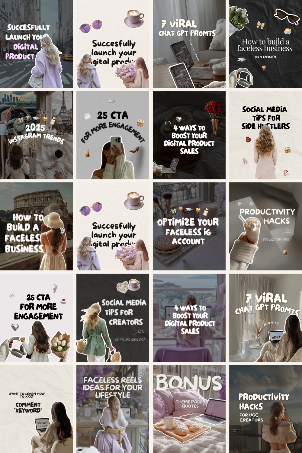 Viral Aesthetic Instagram Carousel Bundle for Business & Coaches