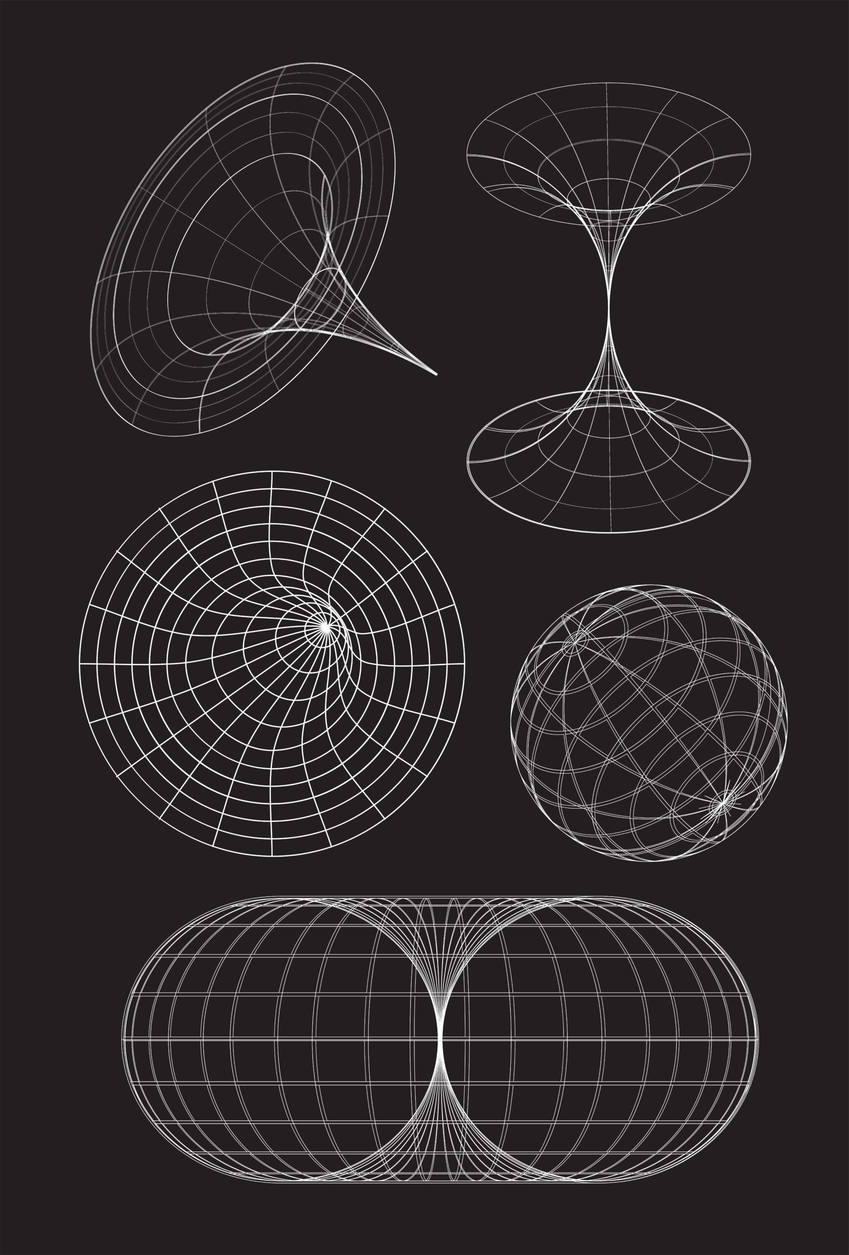 Vector Geometric Wireframe Set. 2