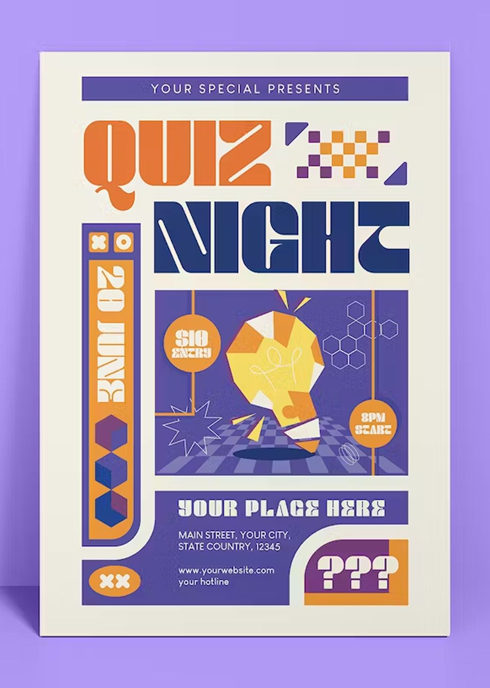 Quiz Flyer Template AI, EPS, PSD