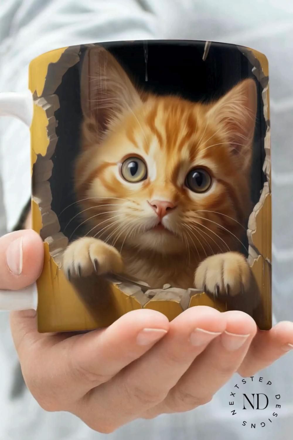 3D Mug Kittycat Template design on etsy