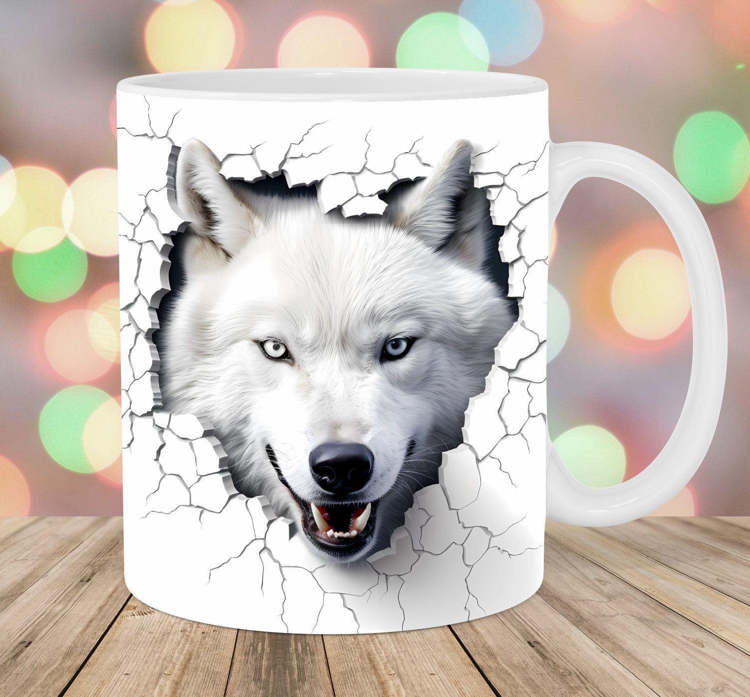 Click to Explore: Stunning 3D Wolf Mug Wrap Template for Unique Designs