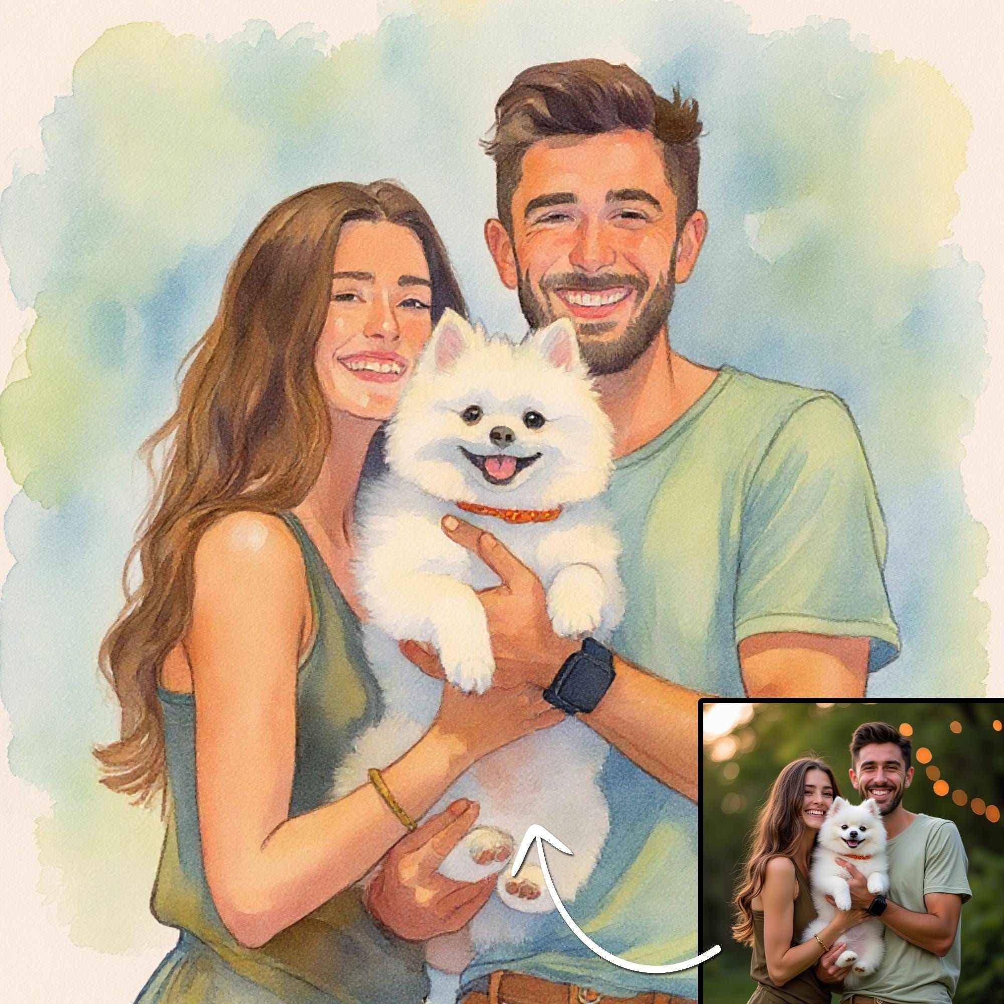 Portrait personnalisé à l’aquarelle à partir d’une photo : oeuvre d’art personnalisée (téléchargement numérique