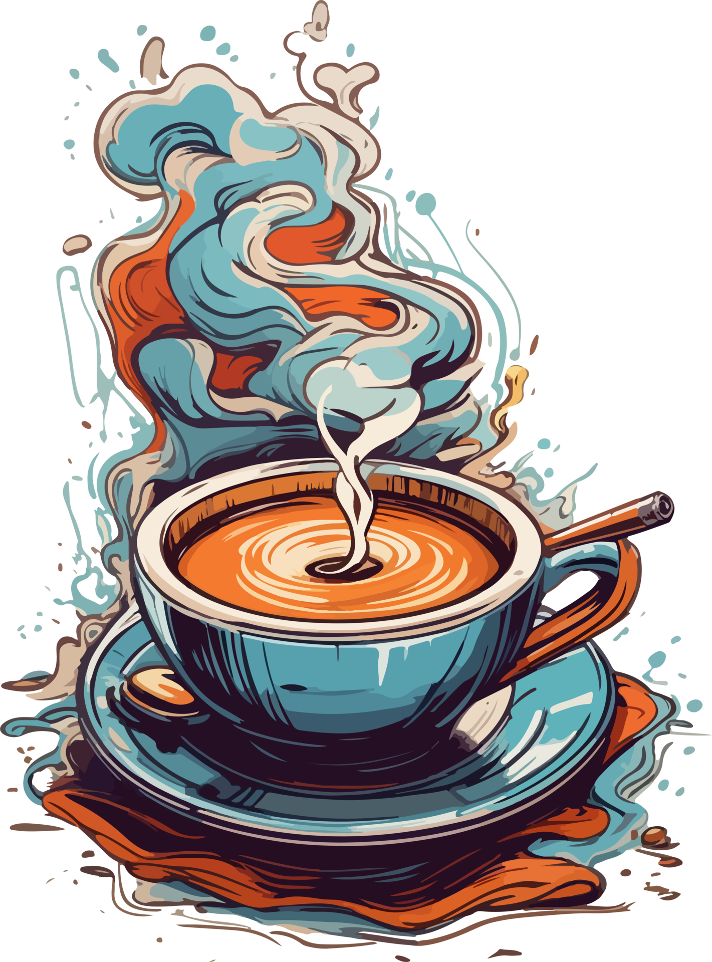 Download Vintage Cup of Coffee Illustration AI Generative for free