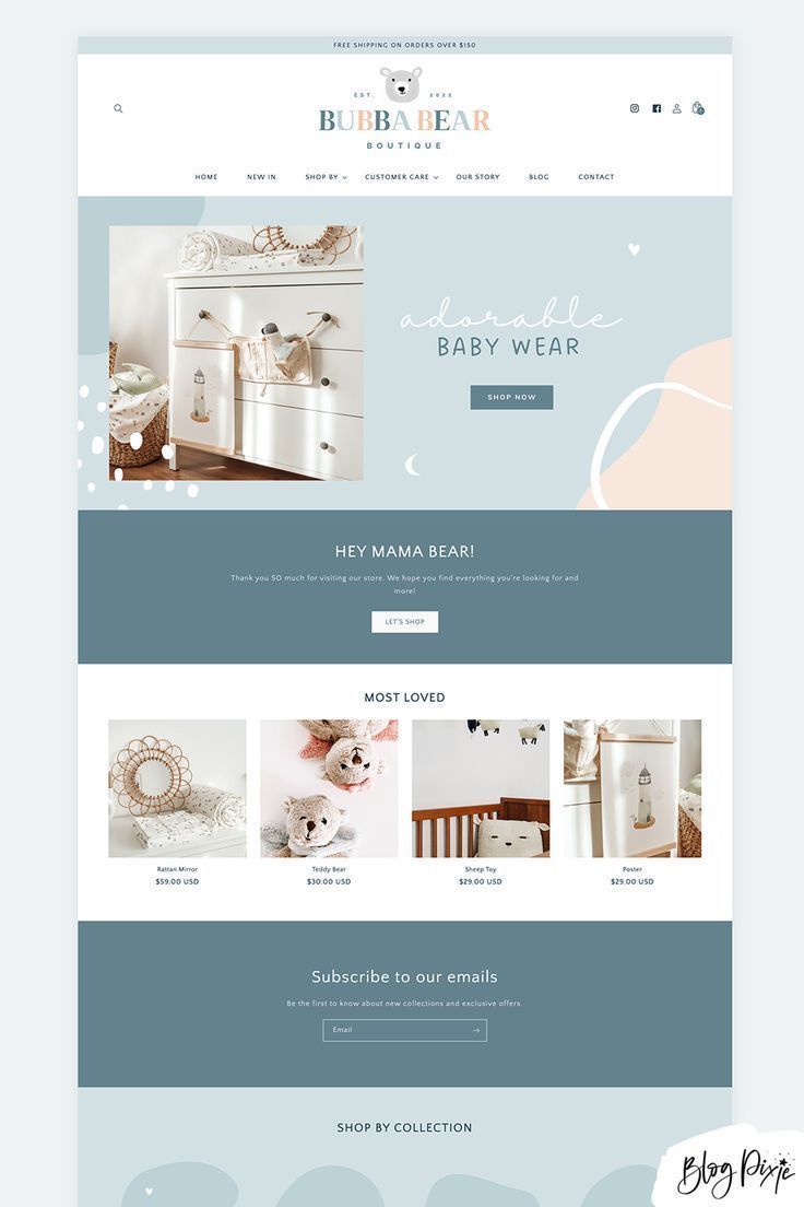 Baby Shop Boutique Instagram Design Layout & Shopify Theme