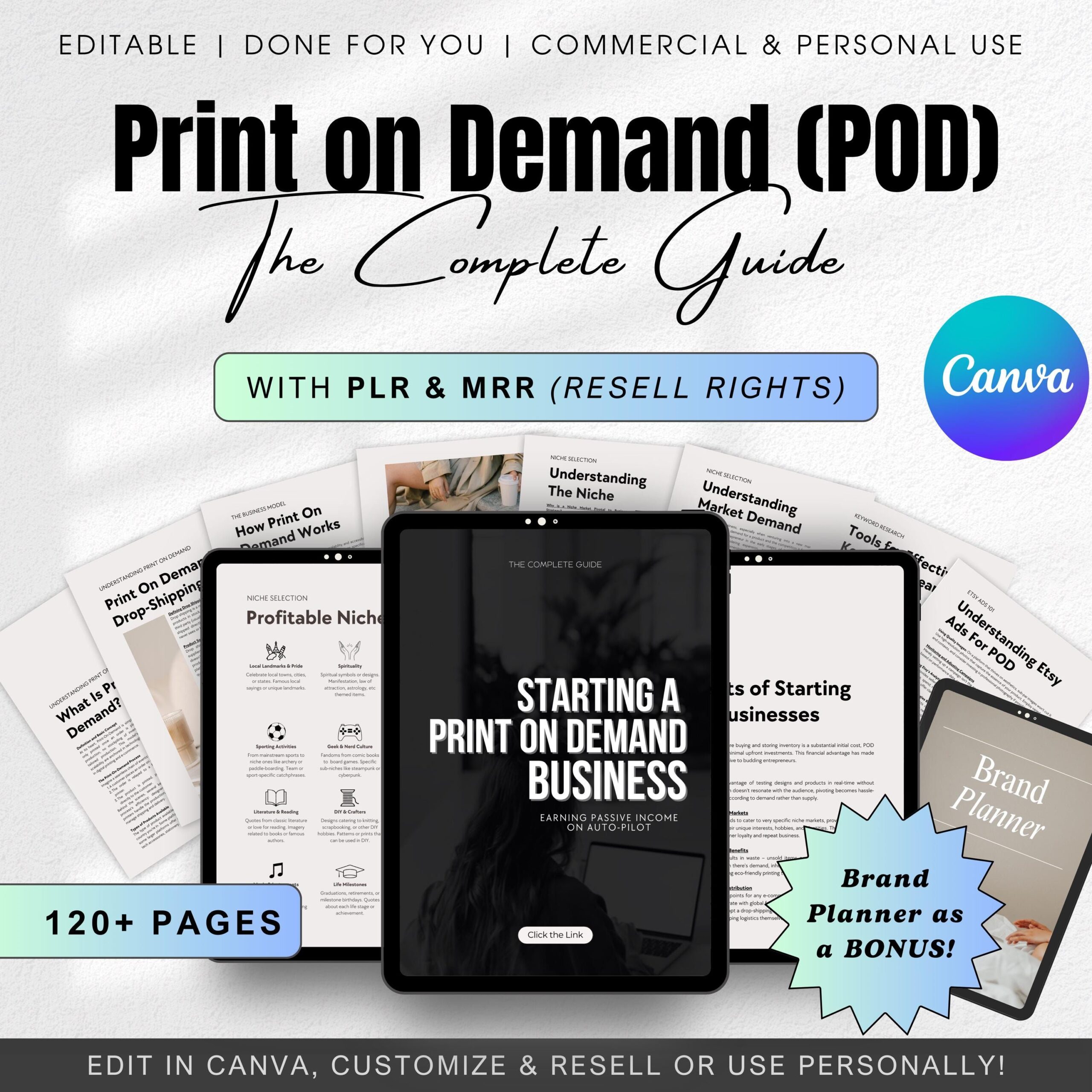 Guide complet de l’impression à la demande – Plan POD étape par étape ultime, mrr plr dfy Done For You ebook MDD Master Droits de revente