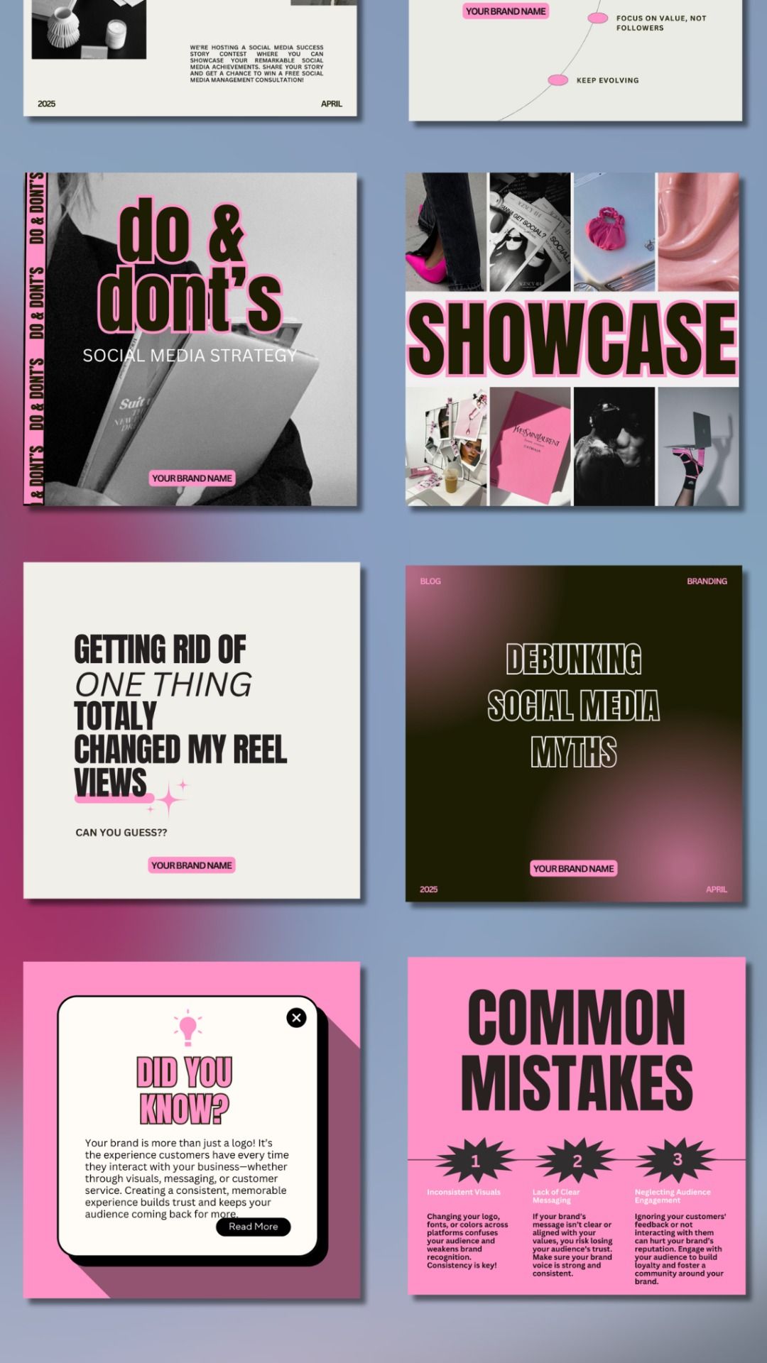 Pink Social Media Manager Templates, Editable Canva Instagram Template Bundle, Marketing Strategy