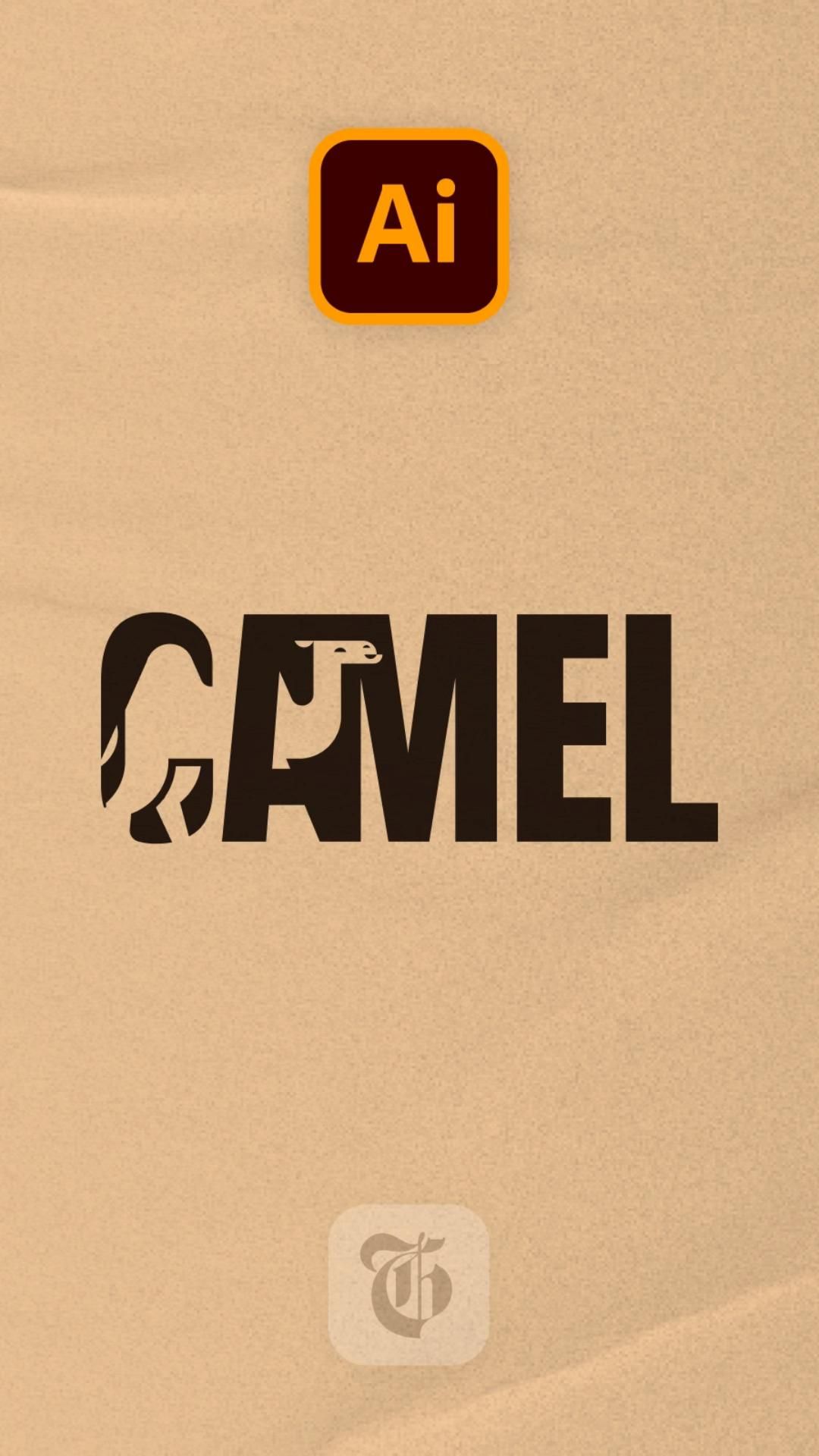 Create negative space camel logo