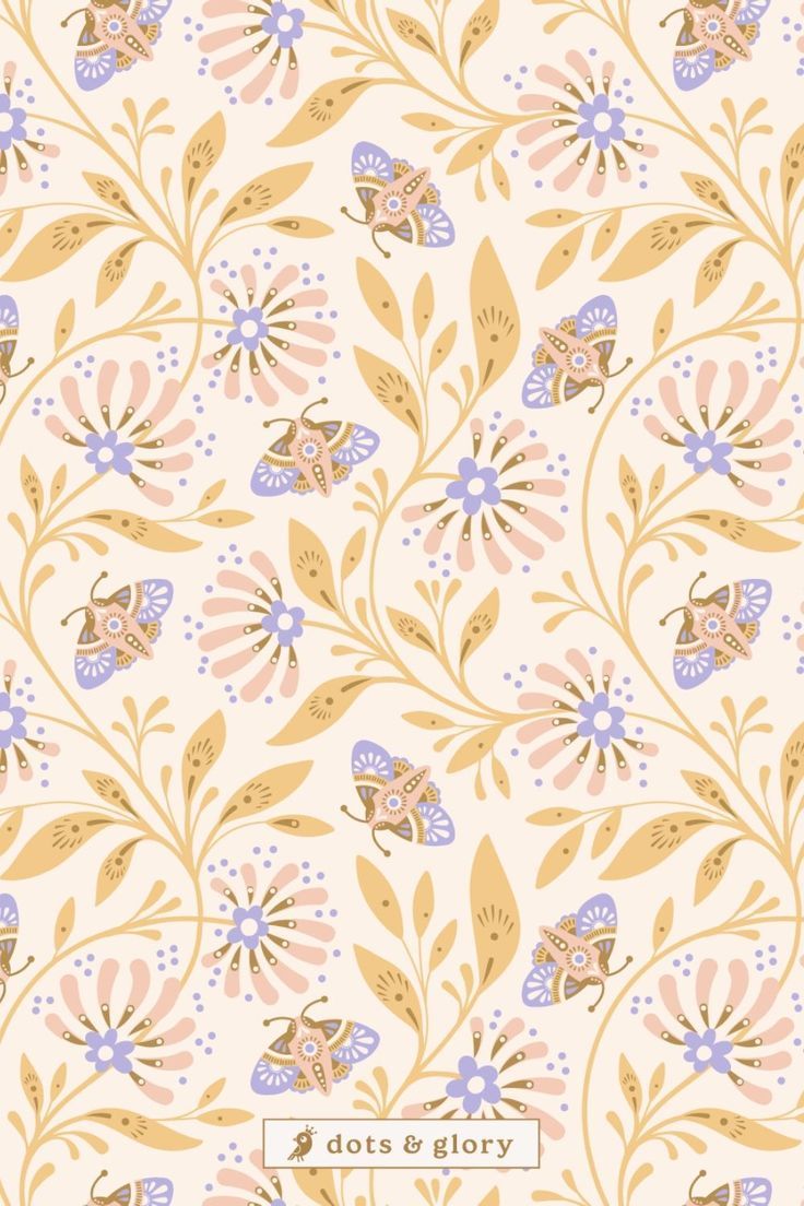 Moth and Honeysuckle Pattern for Quilting, Sewing & Home Decor by @dotsandglory