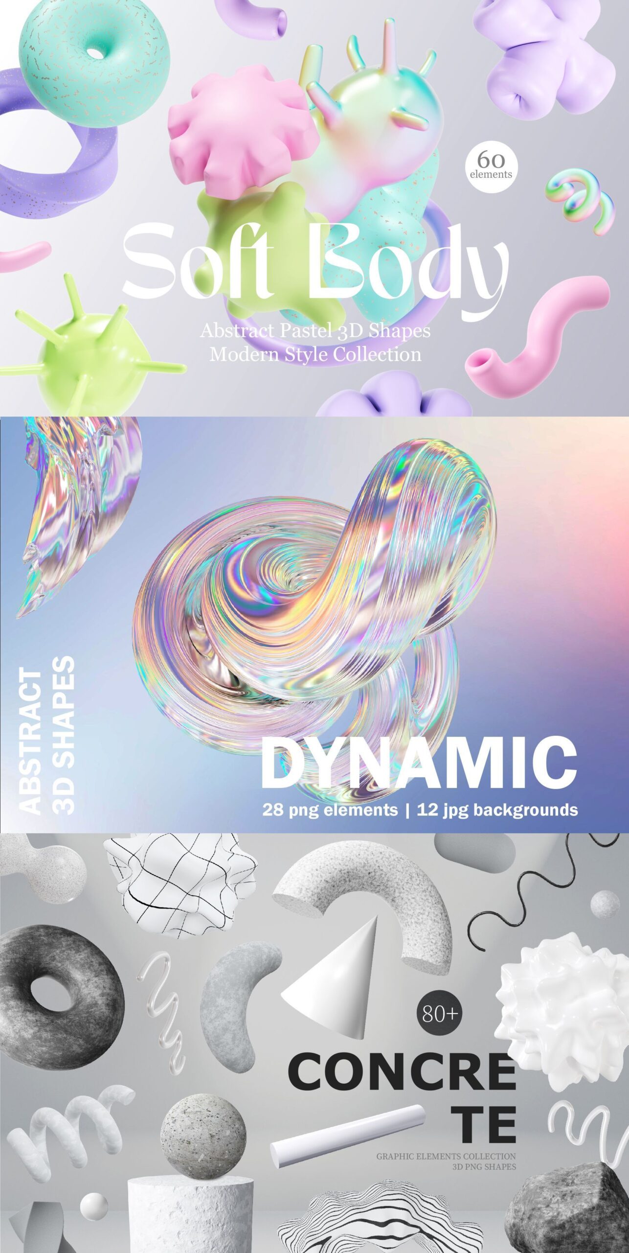 ✩Abstract 3D Soft Body Shapes PNG Digital Art Collection✩