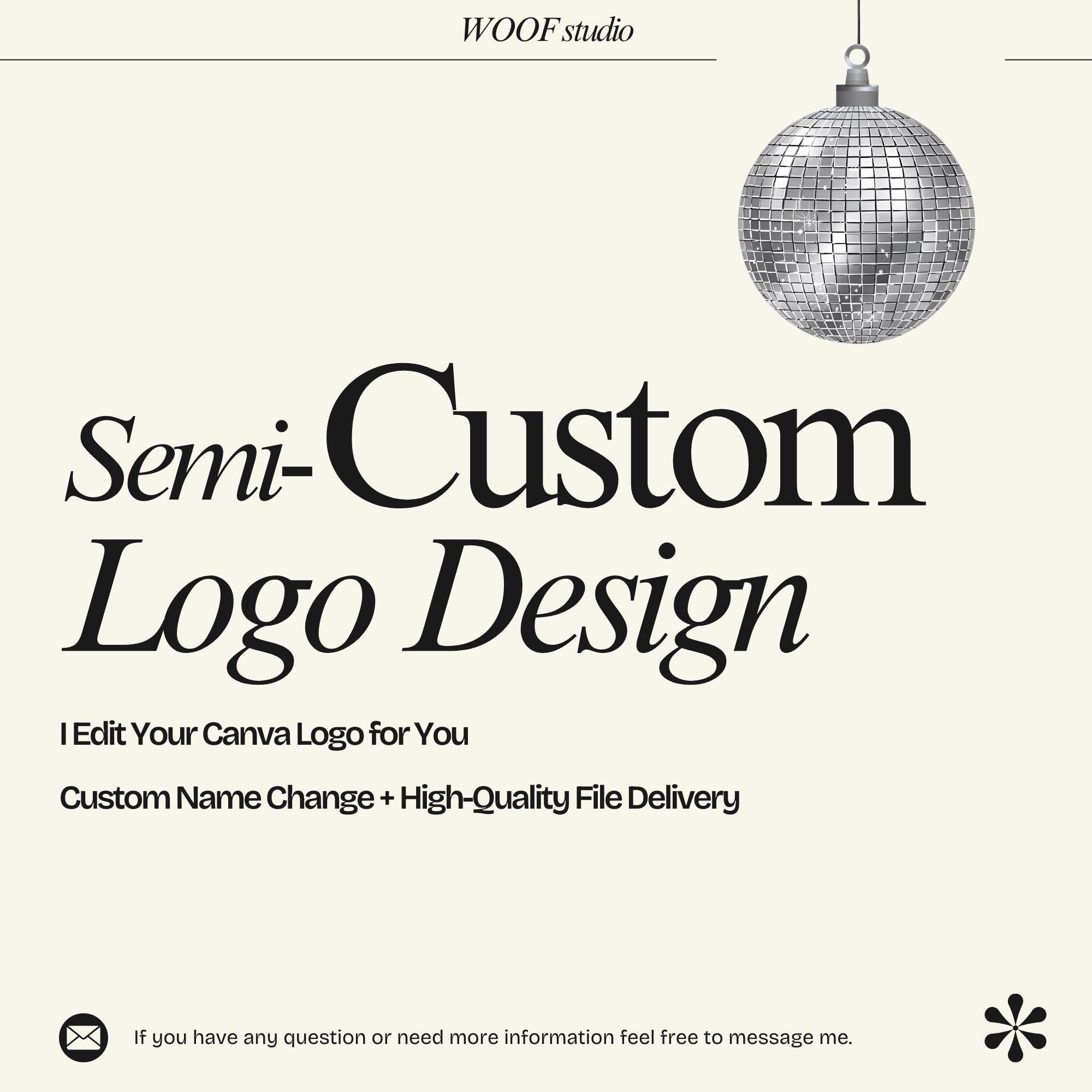 Je modifie votre logo Canva pour vous | Changement de nom personnalisé + livraison de fichiers de haute qualité | Mise à niveau de la conception de logo semi-personnalisée et modules complémentaires pour le studio WOOF