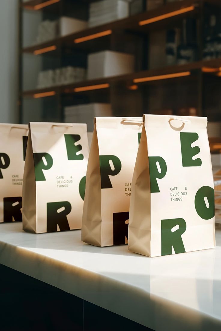 Pero Café Packaging Design – Bold To-Go Bags for Modern Café Branding