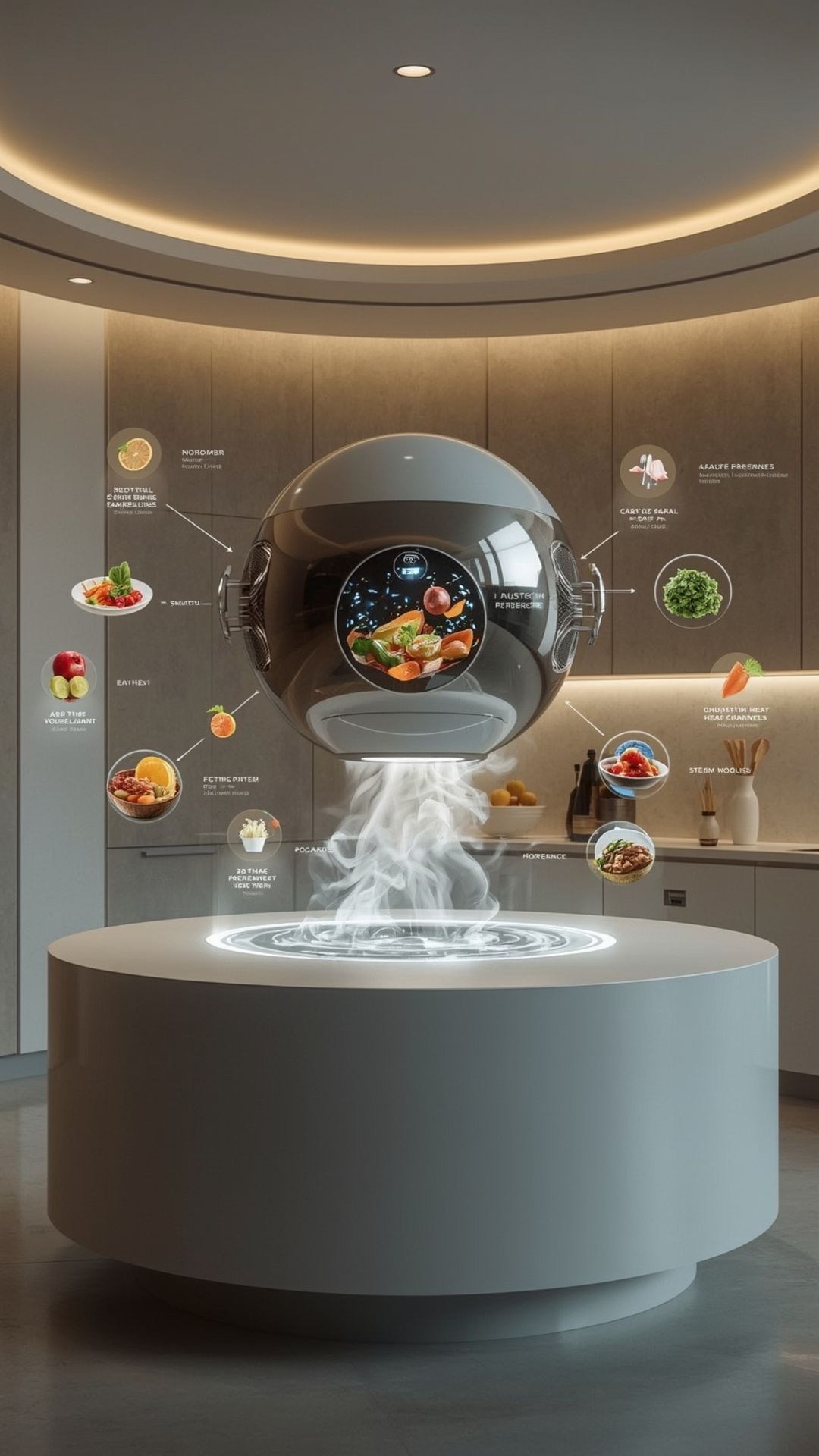 QuantumFold Kitchen Orb – The 2175 Personal Chef That Floats