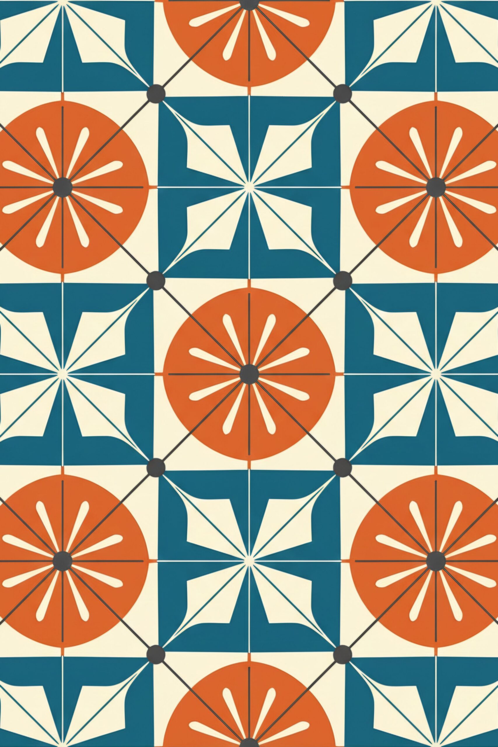 Retro Atomic Starburst & Wedge Seamless Pattern for MCM Decor 🌟🔶