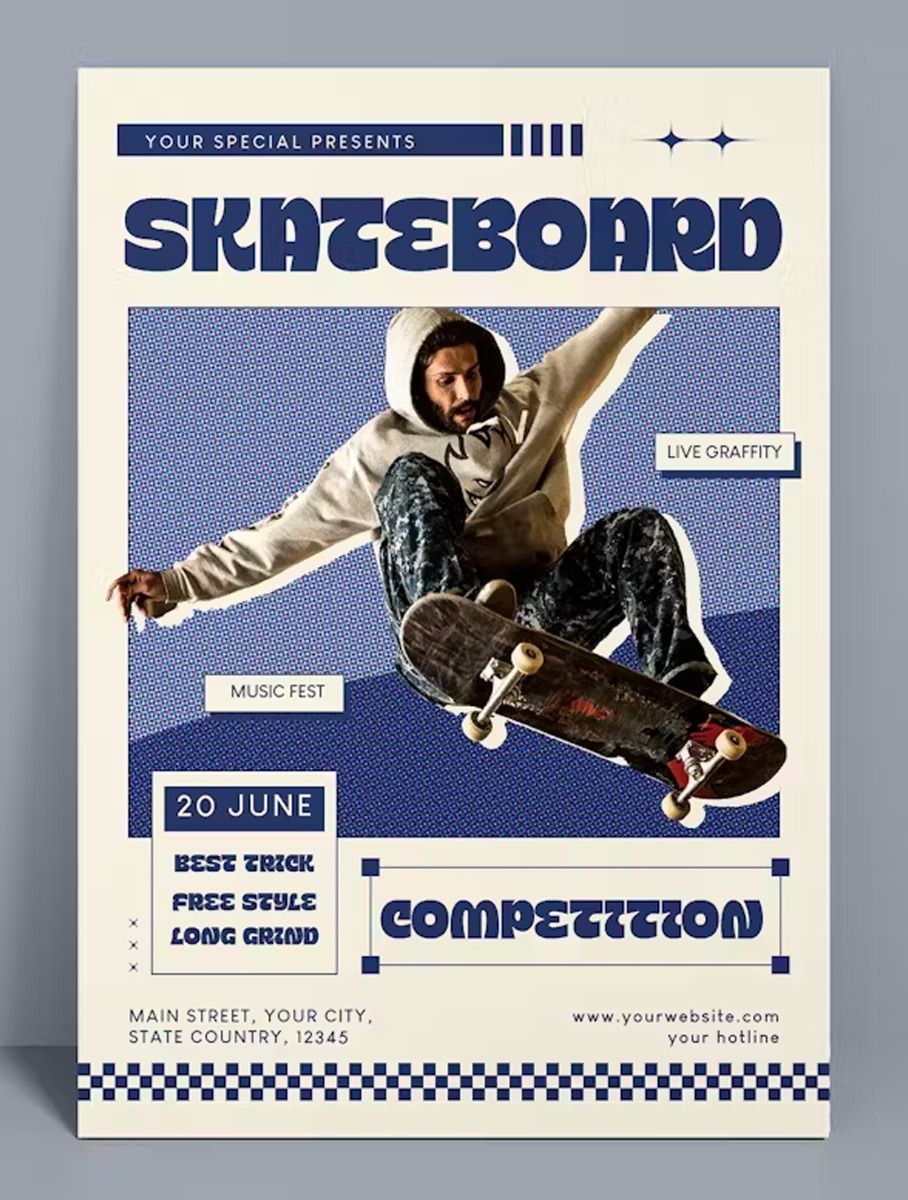 Skateboard Competition Flyer Template AI, EPS, PSD