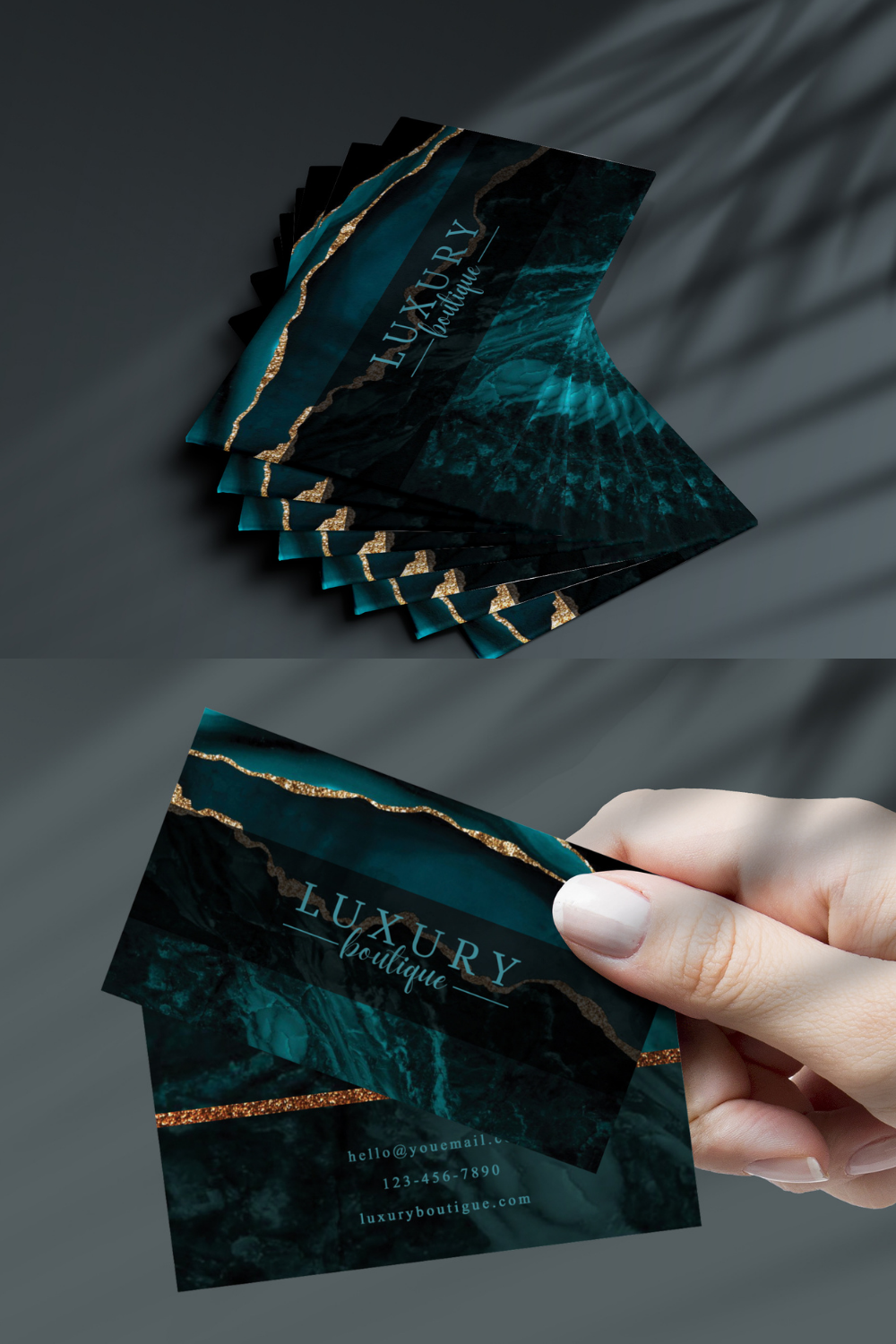 CANVA/ Elegant Emerald Marble Business Card/ Сanva Template/ Adobe Photoshop Template