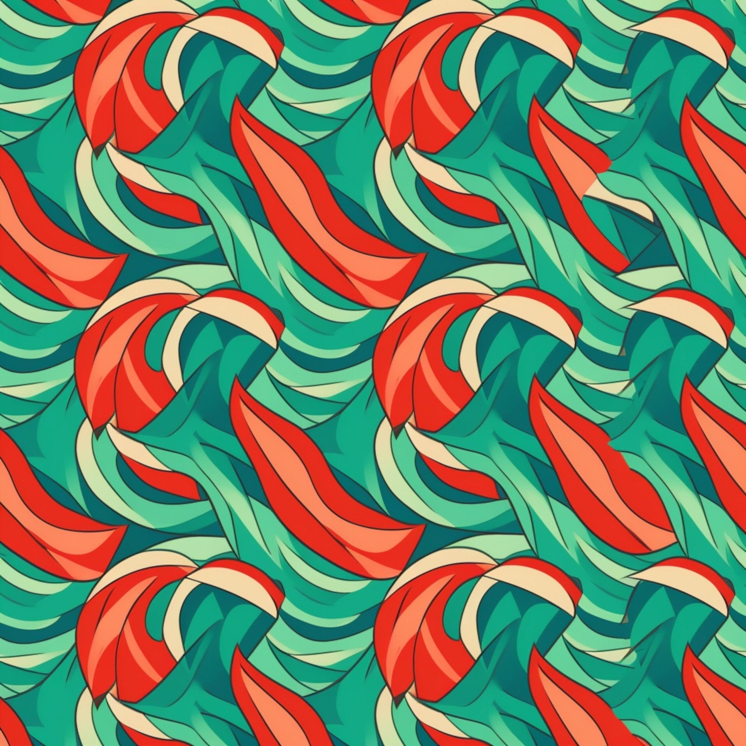 Crimson Botanica- Reds and greens, AI Digital Image, Art Download, Tshirts, Art Prints