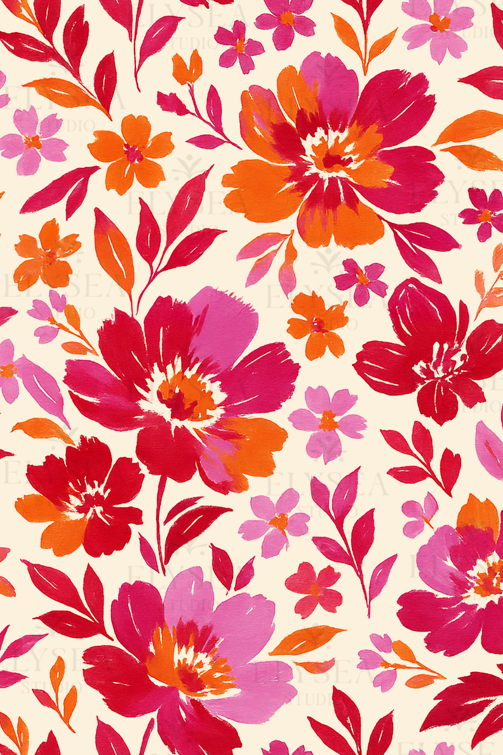 Painterly Florals – Bold Fuchsia on Cream
