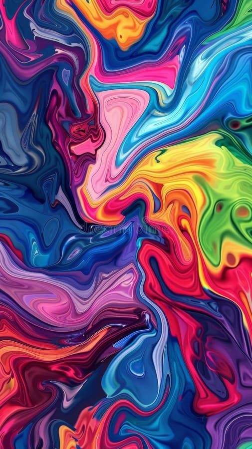 Abstract colorful liquid paint swirl, abstract art background stock photos