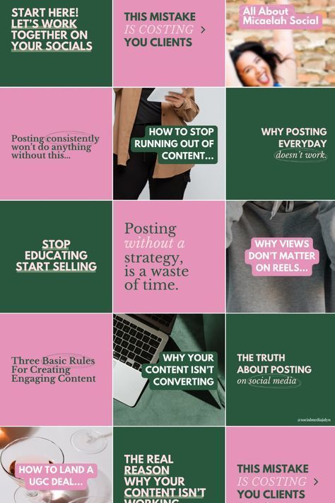 aesthetic Instagram feed idea for UGC content creators, social media managers