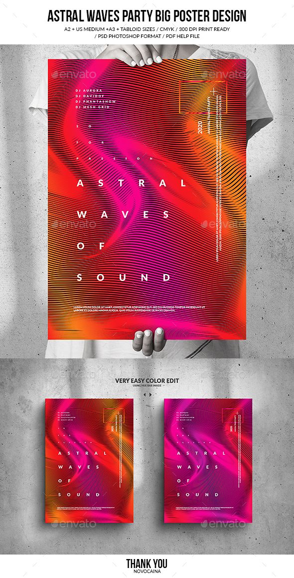 Astral Waves Music Party Big Poster Design (4 Sizes)
