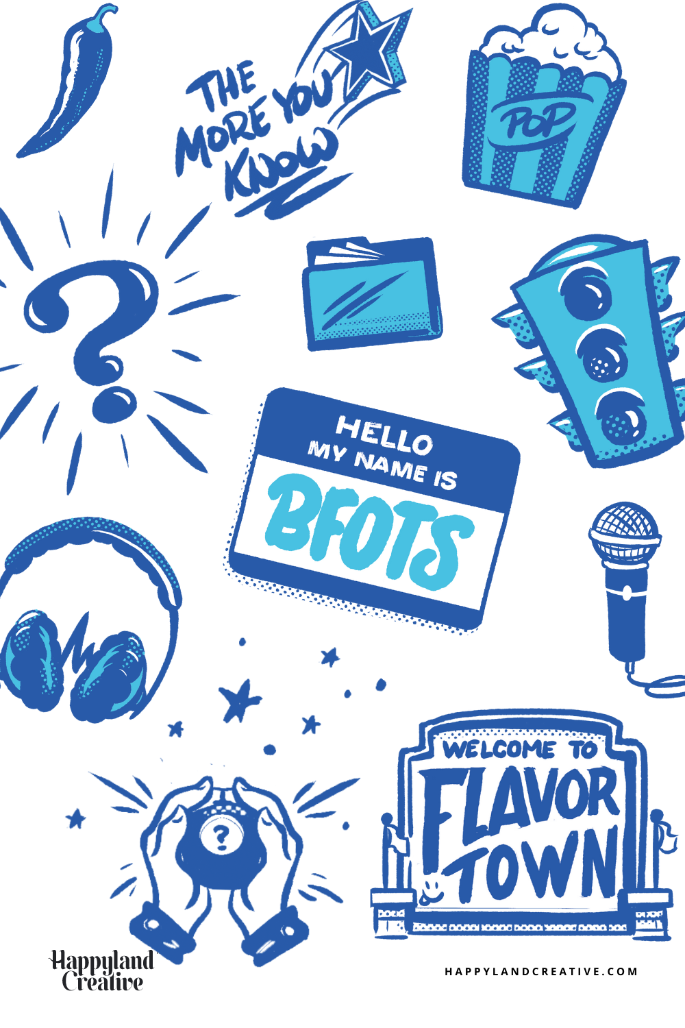 Popcast Media Group illustrated Brand Pattern