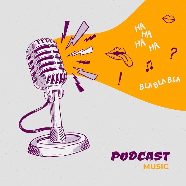 Modèle de couverture de podcast dessiné à la main | Vecteur Premium