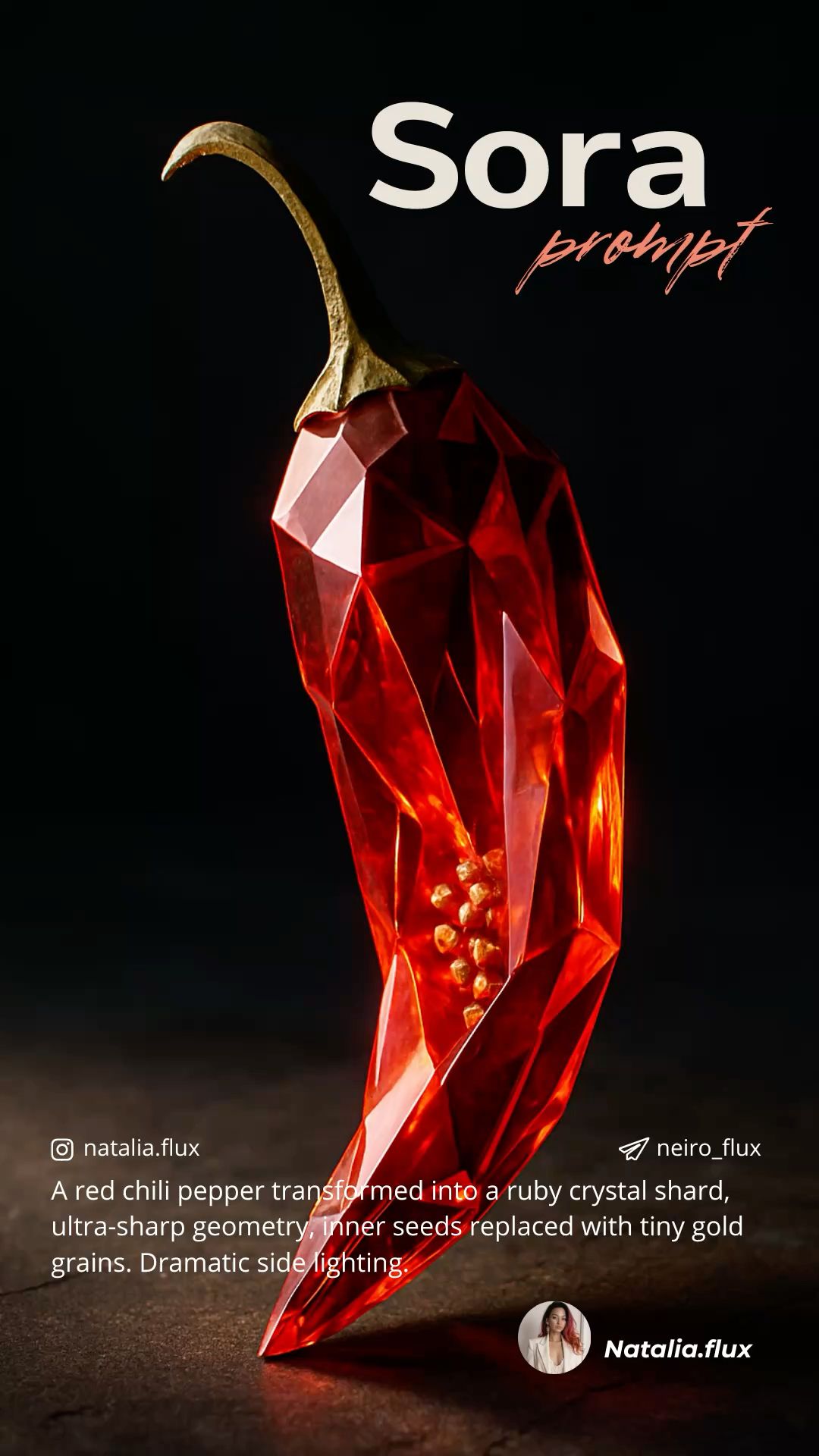 Ruby Crystal Chili Pepper | Sora prompt |