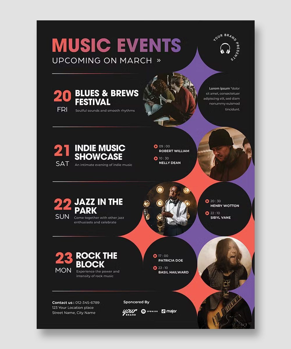Event Schedule Flyer Template | AI & EPS Vectors