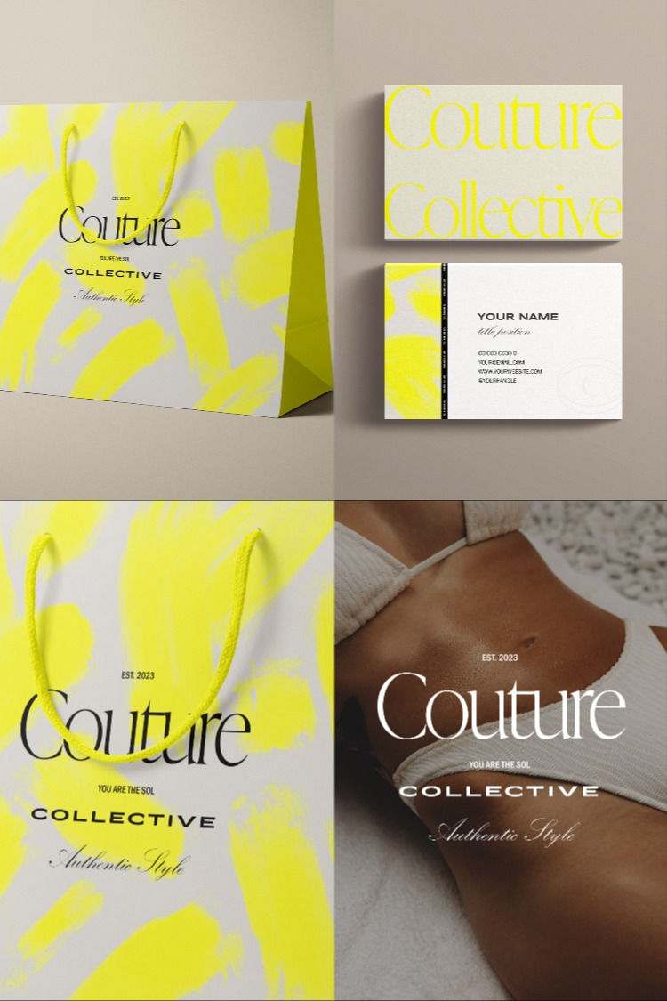 Couture Collective Neon Fashion Brand Identity | Premade Brand Kit